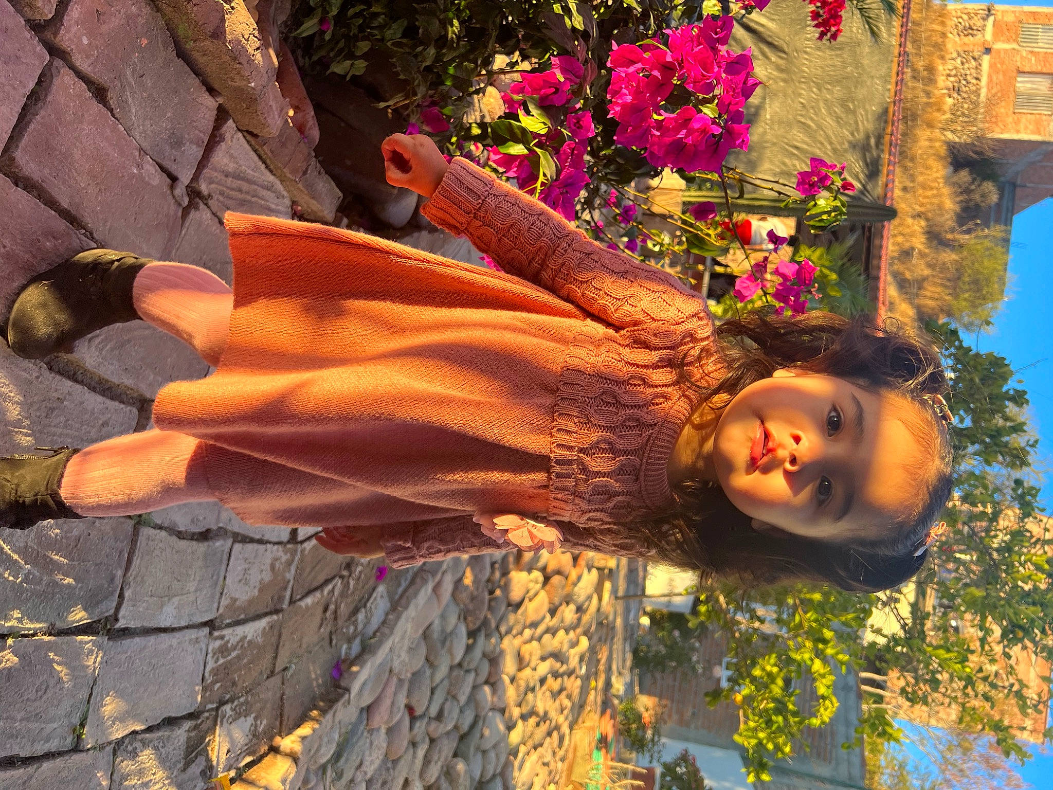 Camila joined the competition — help win amazing prizes! child, fashion_accessory, flower, fun, grass, happy, leisure, magenta, orange, people_in_nature, person, petal, plant, tints_and_shades, tree, wood, yellow