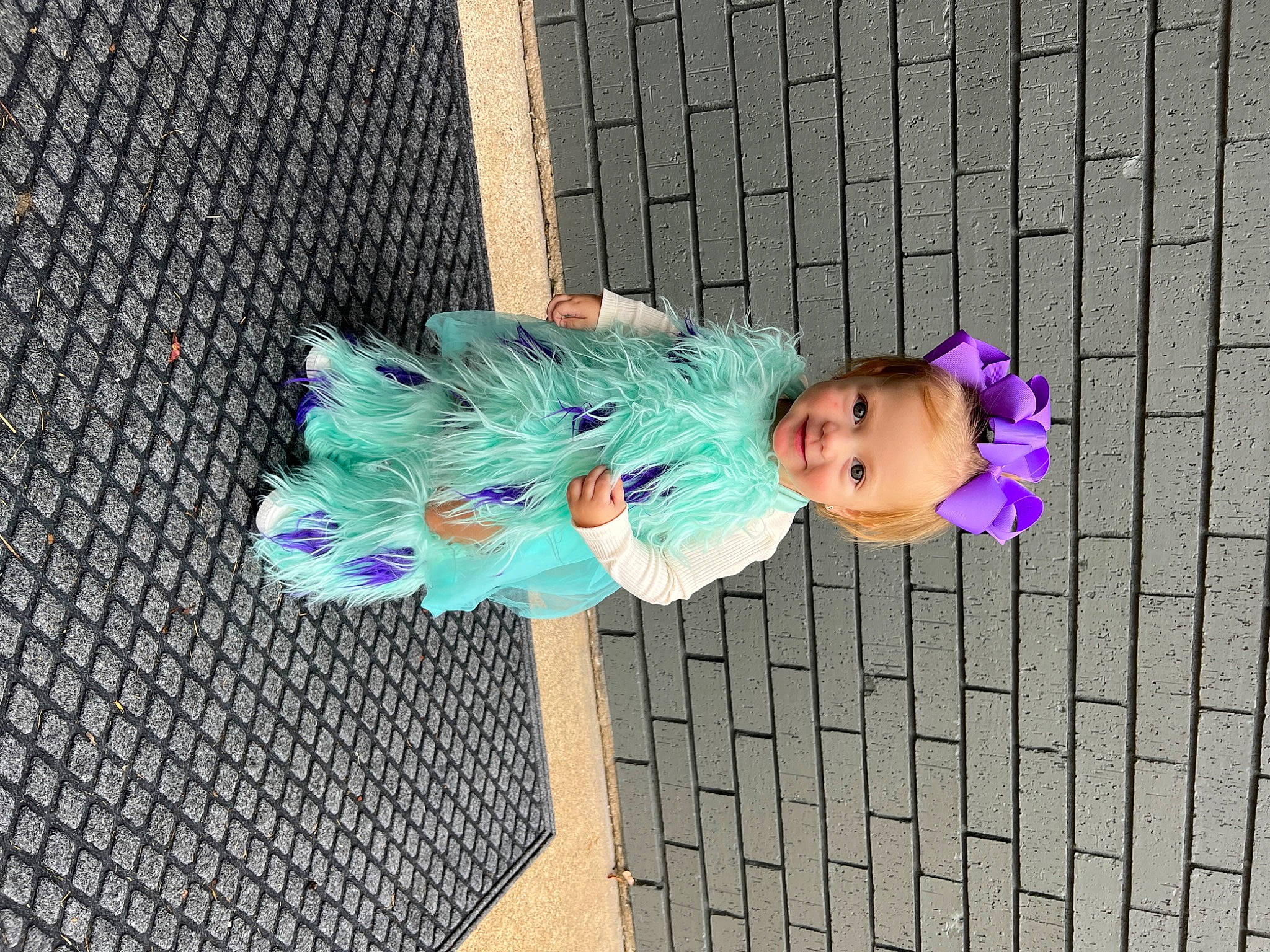 Carsyn is registered to the contest to win money with this photo: azure, baby, baby_products, baby_toddler_clothing, child, electric_blue, fun, happy, joy, magenta, pattern, person, pink, plant, purple, toddler, tree, violet, wood