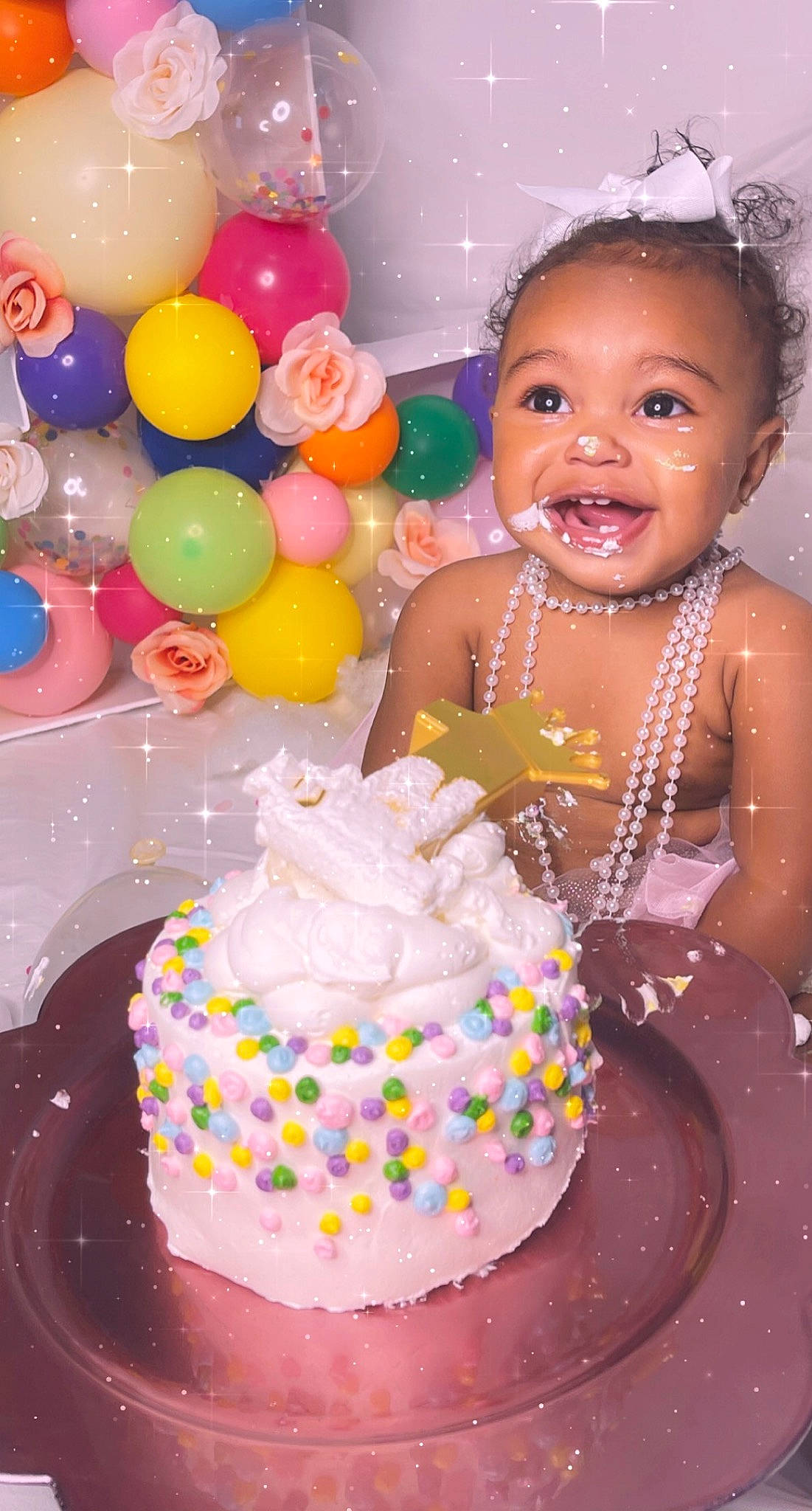 Jaylah joined the competition — help win amazing prizes! baby, baked_goods, balloon, birthday_cake, birthday_party, buttercream, cake, cake_decorating, cake_decorating_supply, child, food, fun, happy, person, pink, smile, sugar_cake, sugar_paste, sweetness, toddler