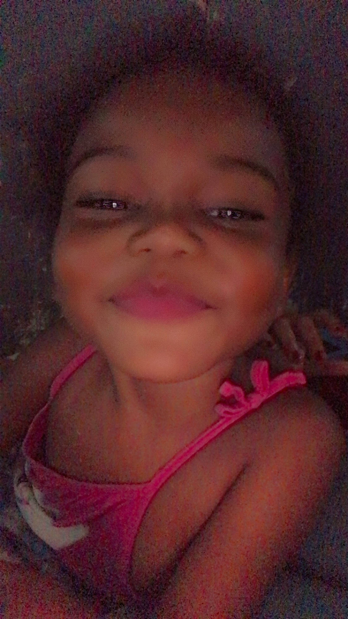 Hazel is registered to the contest to win money with this photo: black_hair, cheek, chin, cool, ear, eyebrow, eyelash, face, forehead, fun, hairstyle, happy, iris, jaw, lip, mouth, nose, person, pink, skin