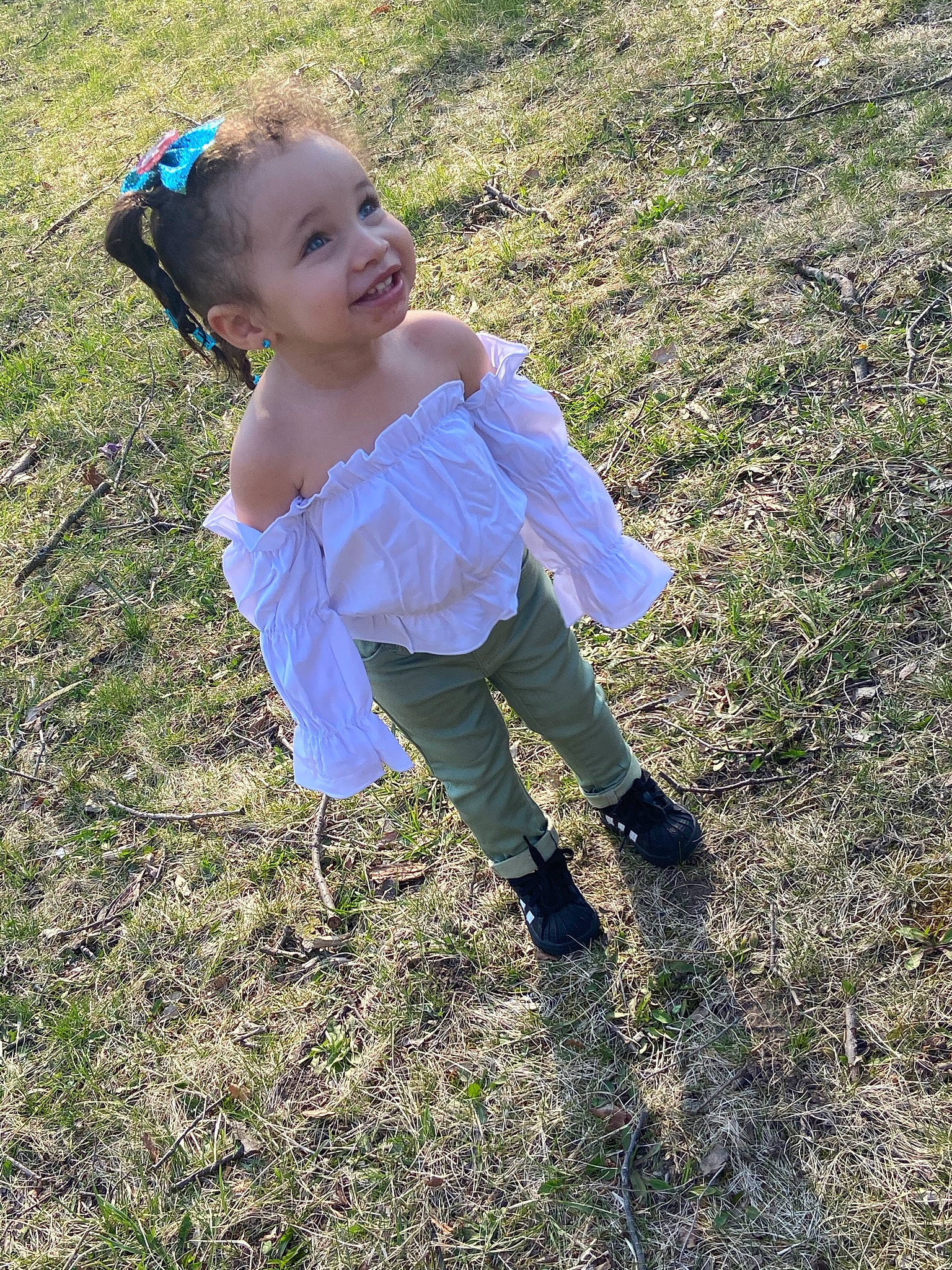 Danielle joined the competition — help win amazing prizes! baby, baby_toddler_clothing, child, electric_blue, eye, face, field, fun, grass, grass_family, grassland, happy, head, joy, landscape, lawn, people_in_nature, person, plant, smile