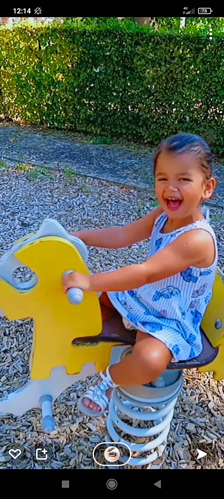 Taliya participe au concours pour gagner de l'argent avec cette photo : automotive_wheel_system, baby_products, baby_toddler_clothing, child, electric_blue, fun, grass, happy, leisure, musical_instrument, person, plant, recreation, riding_toy, shorts, sitting, smile, tire, toddler, toy