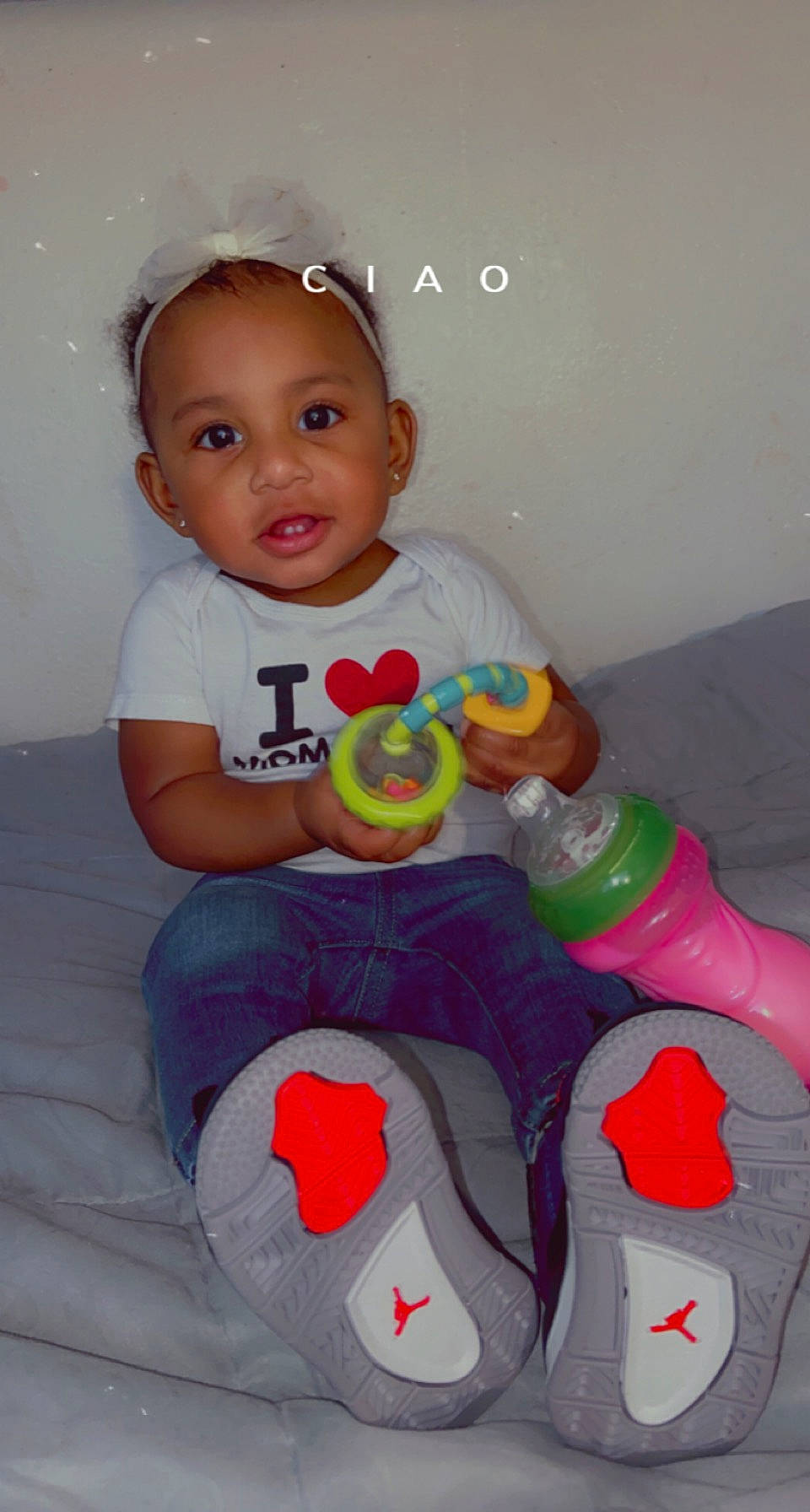 Milan joined the competition — help win amazing prizes! arm, baby, baby_playing_with_toys, baby_products, baby_toddler_clothing, carmine, cheek, child, fun, happy, head, human_body, person, pink, plastic, sitting, skin, smile, t_shirt, toddler