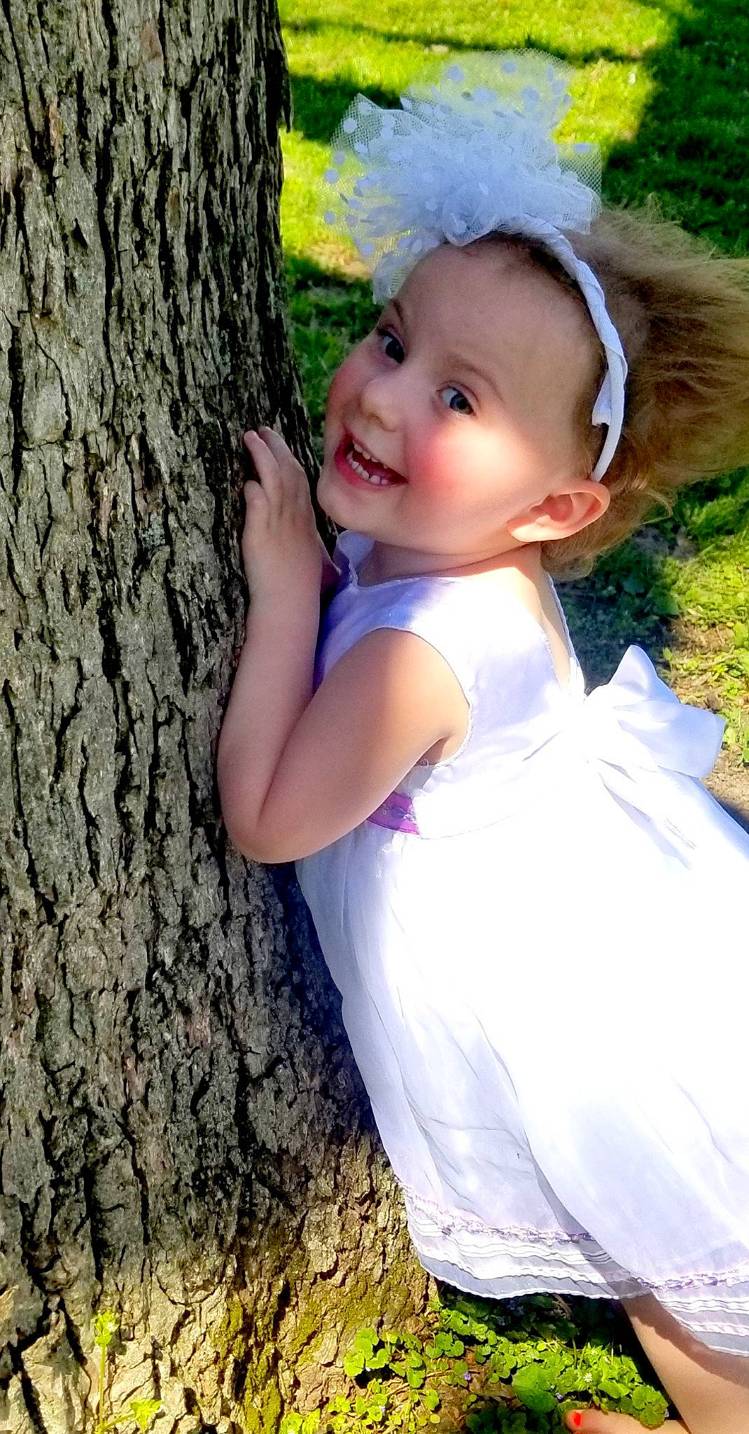 Mazelyn joined the competition — help win amazing prizes! baby, beauty, child, child_model, grass, hair_accessory, happy, headgear, joy, people_in_nature, person, photography, plant, skin, smile, toddler, tree, trunk
