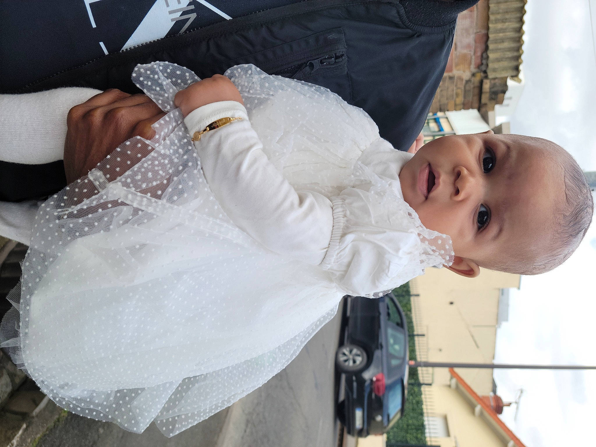 Naliyah a rejoint le concours — aidez-le/la à gagner de superbes lots ! baby, baby_toddler_clothing, bridal_accessory, bridal_clothing, child, cloud, dress, elbow, event, fashion_accessory, gesture, hand, happy, human_leg, person, sky, sleeve, toddler, wedding_dress, white