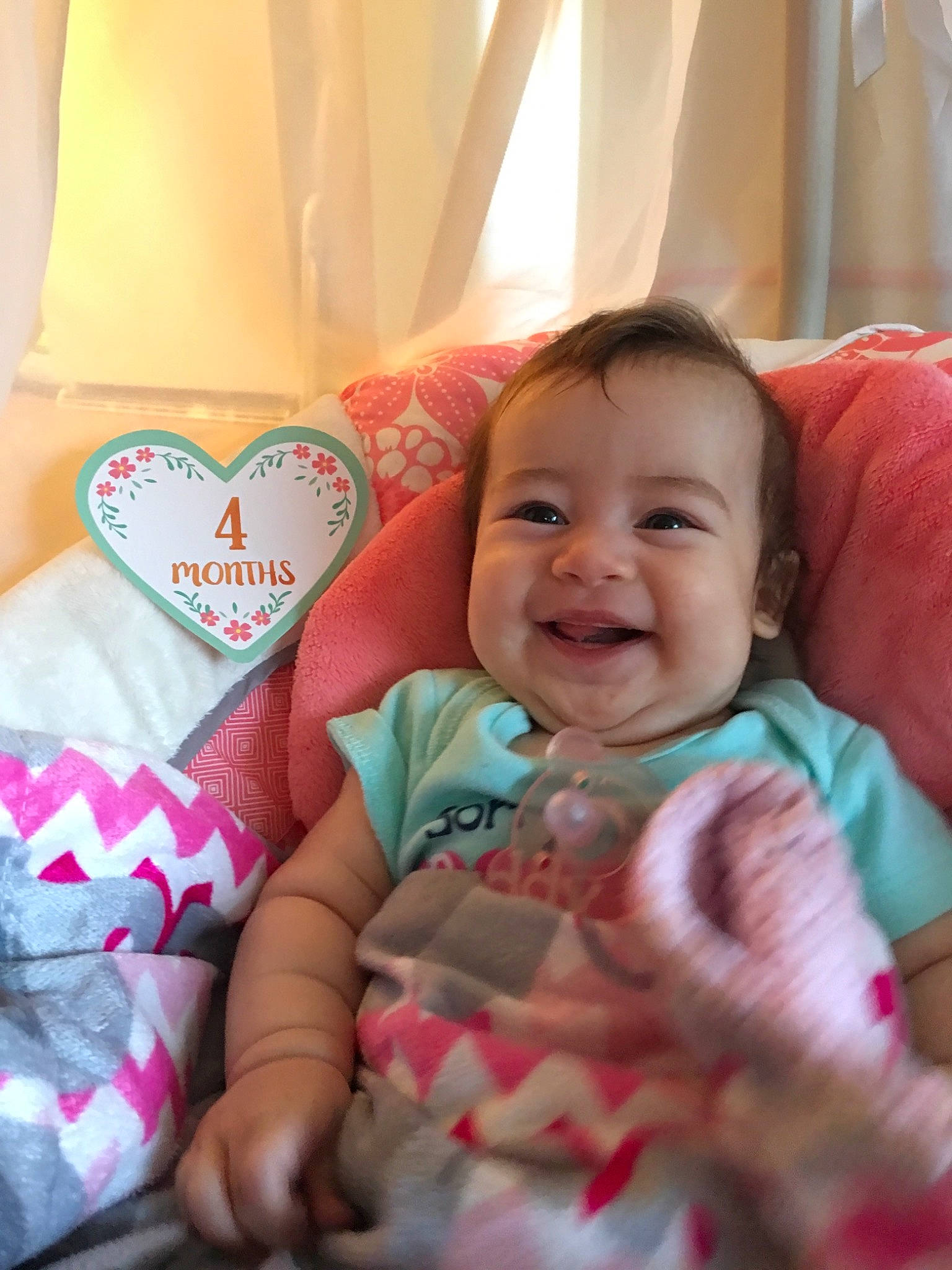 Eliana joined the competition — help win amazing prizes! baby, cheek, child, finger, happy, joy, person, pink, skin, smile, toddler