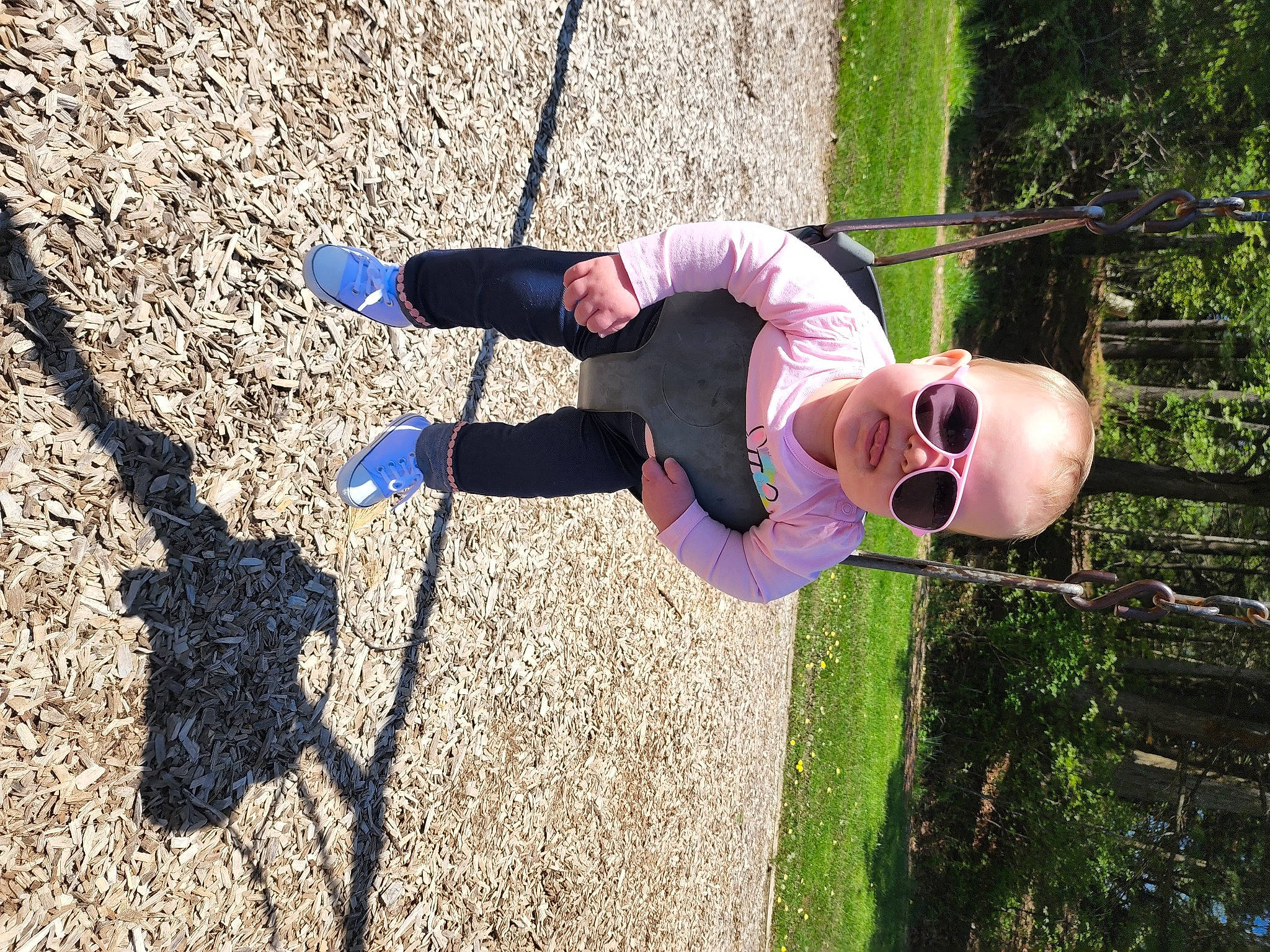 Ava joined the competition — help win amazing prizes! adventure, electric_blue, eyewear, fun, glasses, goggles, grass, happy, leisure, outdoor_shoe, people_in_nature, person, plant, recreation, shadow, smile, soil, sunglasses, thigh, tree