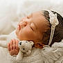 Misum Rai joined the competition — help win amazing prizes! newborn, baby, sleeping, headband, flower, knit, blanket, teddy_bear, soft, cozy, cute, infant, closeup, peaceful, child, portrait, hands, skin, texture, resting