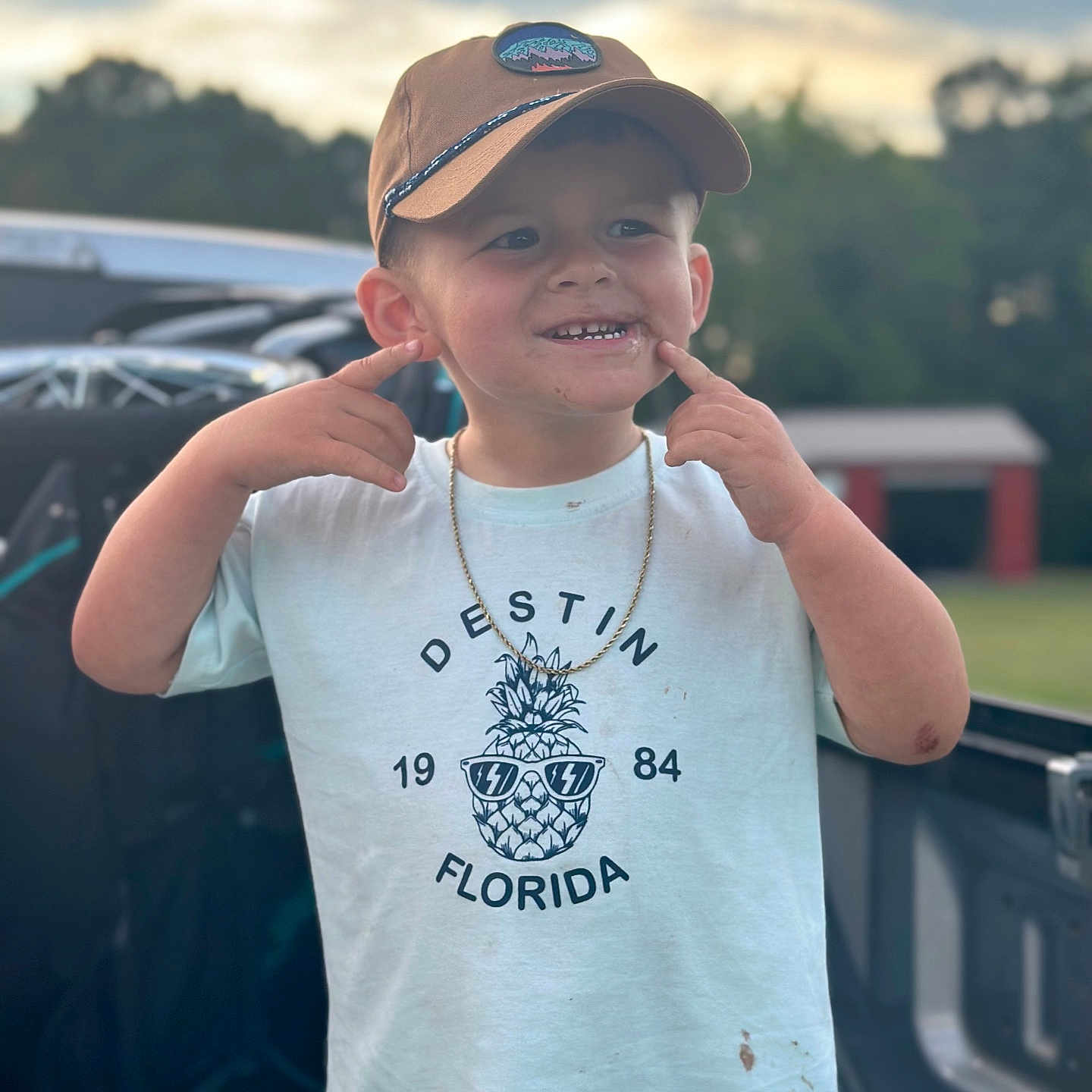Tyton joined the competition — help win amazing prizes! accessories, baseballcap, bodypart, boy, cap, child, clothing, face, finger, hand, happy, hat, head, jewelry, male, necklace, person, photography, portrait, t_shirt