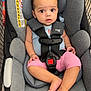 Mazikeen joined the competition — help win amazing prizes! baby, car_seat, shopping_cart, child, infant, seat_belt, curly_hair, pink_pants, blue_top, bare_feet, wide_eyes, gray_car_seat, metal_cart, indoor, shopping, warning_label, cute, young_child, sitting, portrait
