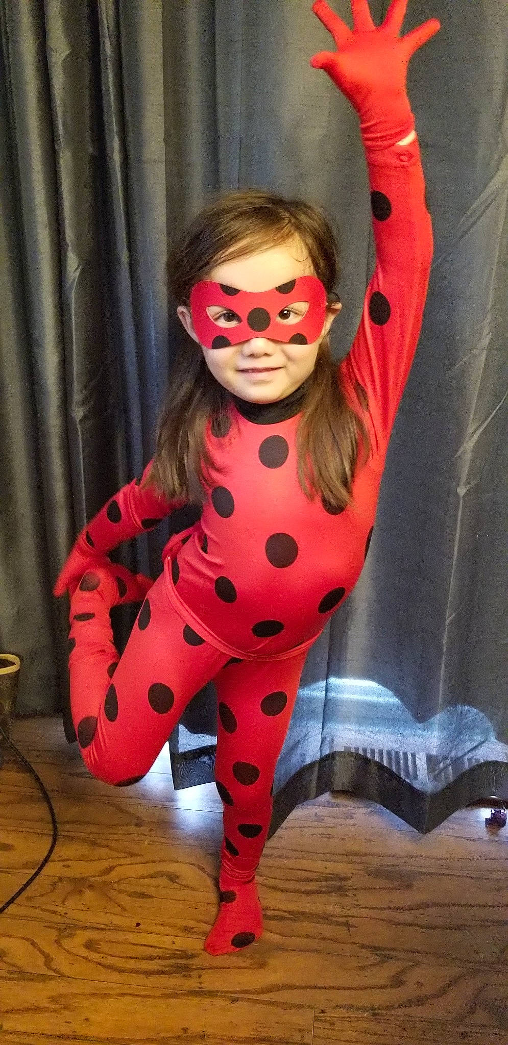 Katelyn Pachia Miller joined the competition — help win amazing prizes! child, child_model, costume, eyewear, glasses, leggings, lip, pattern, person, polka_dot, toddler