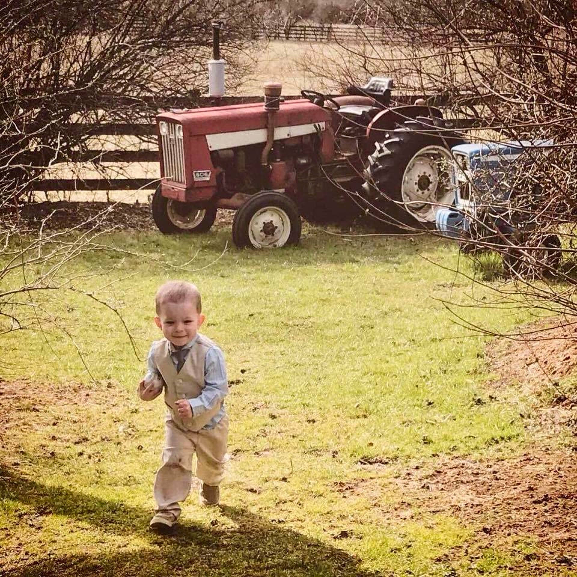 Waylon joined the competition — help win amazing prizes! adventure, car, grass, joy, landscape, motor_vehicle, off_roading, person, plant, rural_area, soil, tree, vehicle