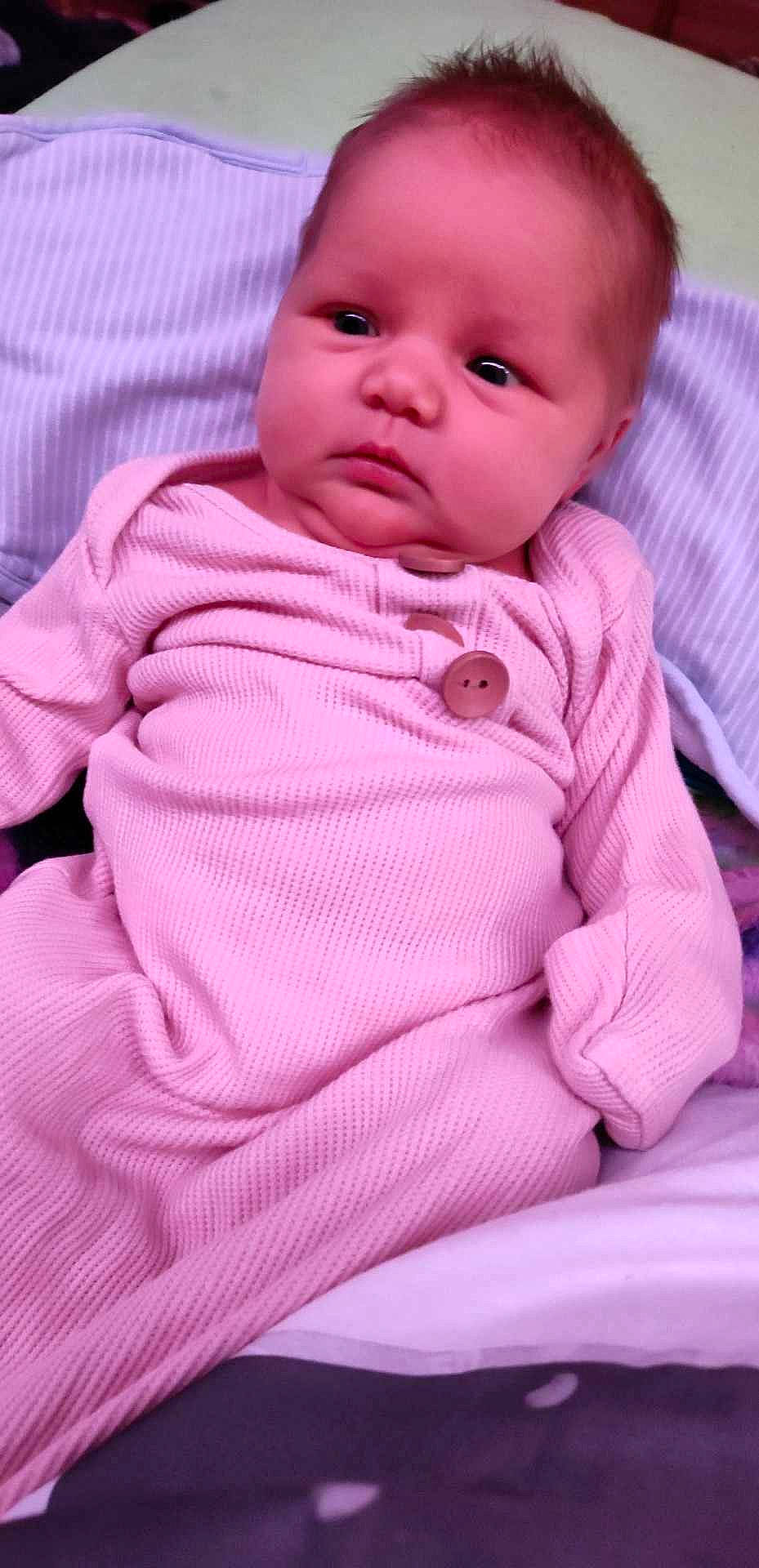 Dahlia joined the competition — help win amazing prizes! baby, baby_toddler_clothing, carmine, cheek, child, chin, collar, comfort, eye, happy, iris, linens, lip, magenta, nose, person, pink, sitting, skin, sleeve