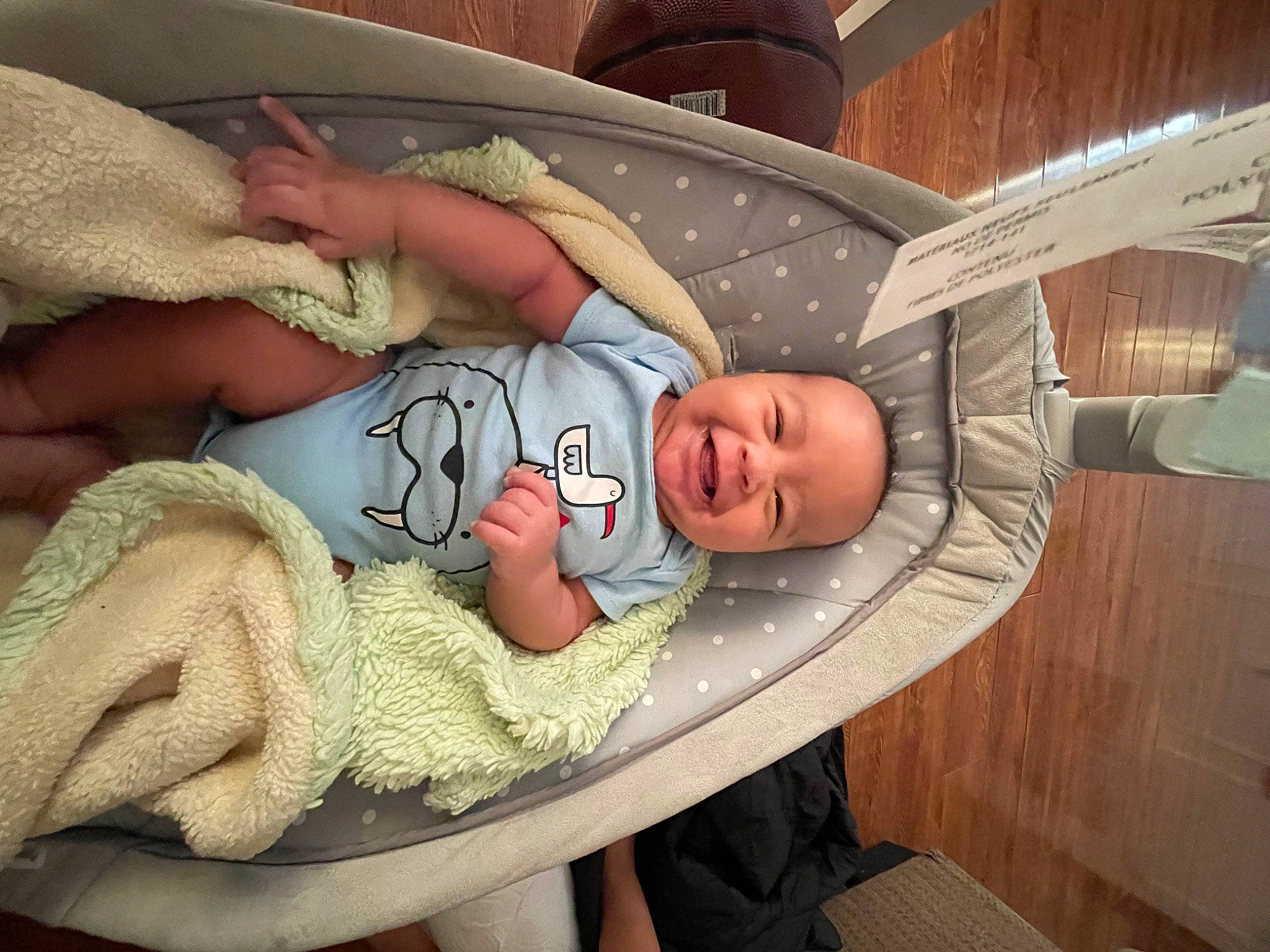 Lorenzo is registered to the contest to win money with this photo: baby, baby_products, baby_safety, baby_sleeping, baby_toddler_clothing, child, comfort, fashion_accessory, finger, hat, headgear, infant_bed, lap, linens, pattern, person, room, sitting, skin, toddler