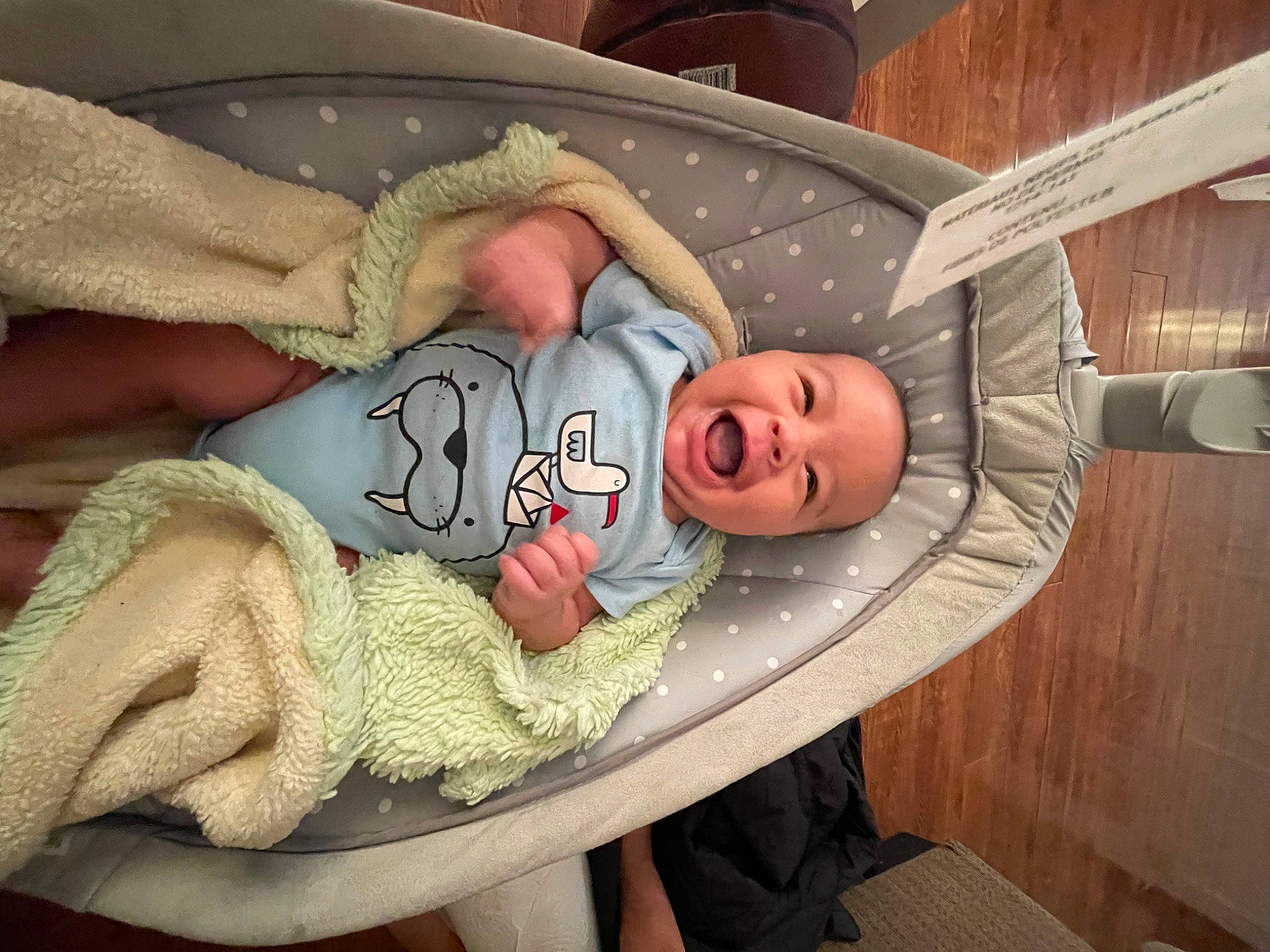 Lorenzo joined the competition — help win amazing prizes! baby, baby_products, baby_safety, baby_sleeping, baby_toddler_clothing, child, comfort, fashion_accessory, hat, infant_bed, linens, nail, person, room, smile, stairs, thumb, toddler, wood