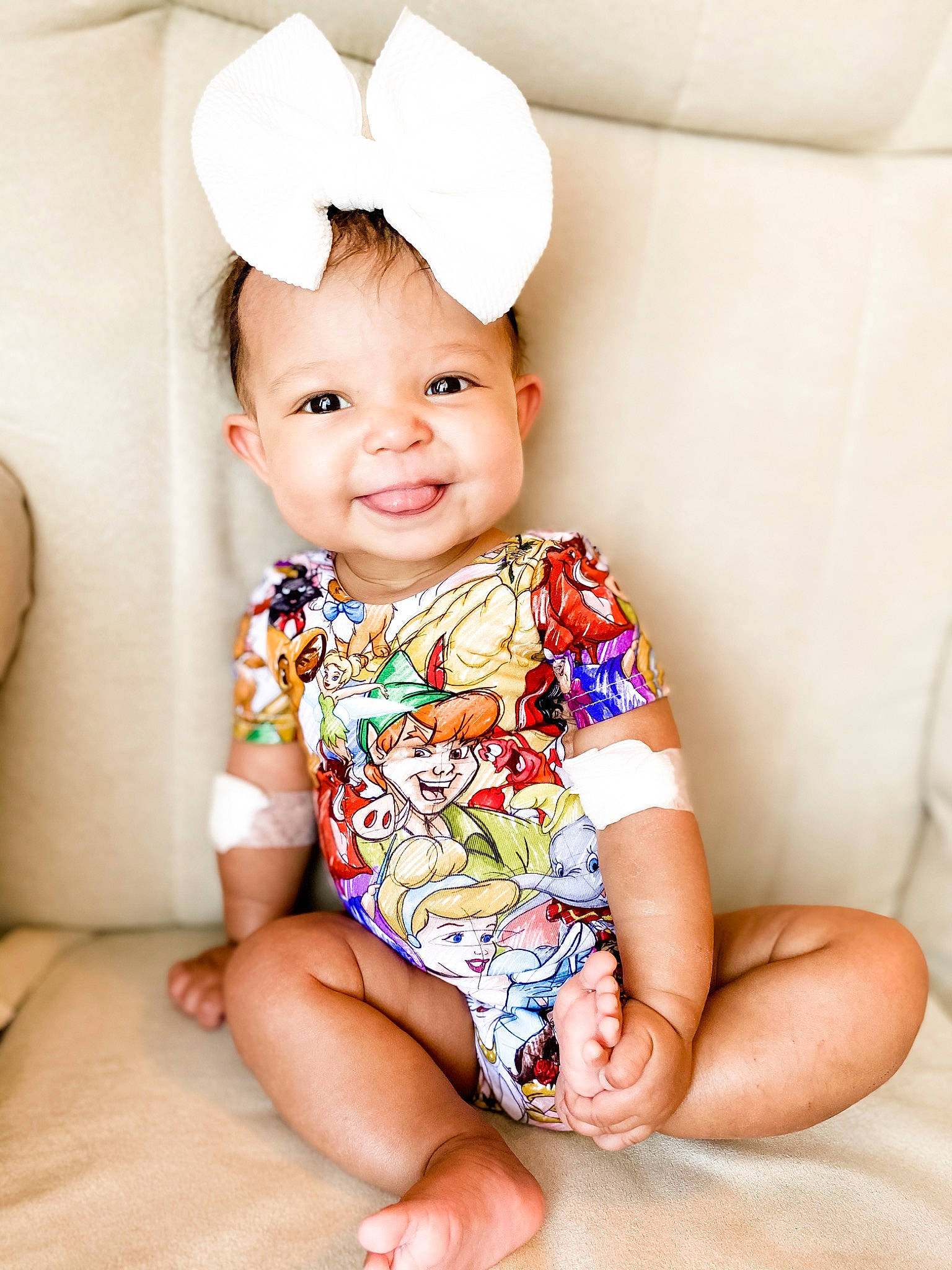 Kameryn joined the competition — help win amazing prizes! baby, baby_products, baby_toddler_clothing, cheek, child, child_model, finger, hair_accessory, head, headgear, joy, lip, neck, person, photography, product, sitting, skin, sleeve, smile