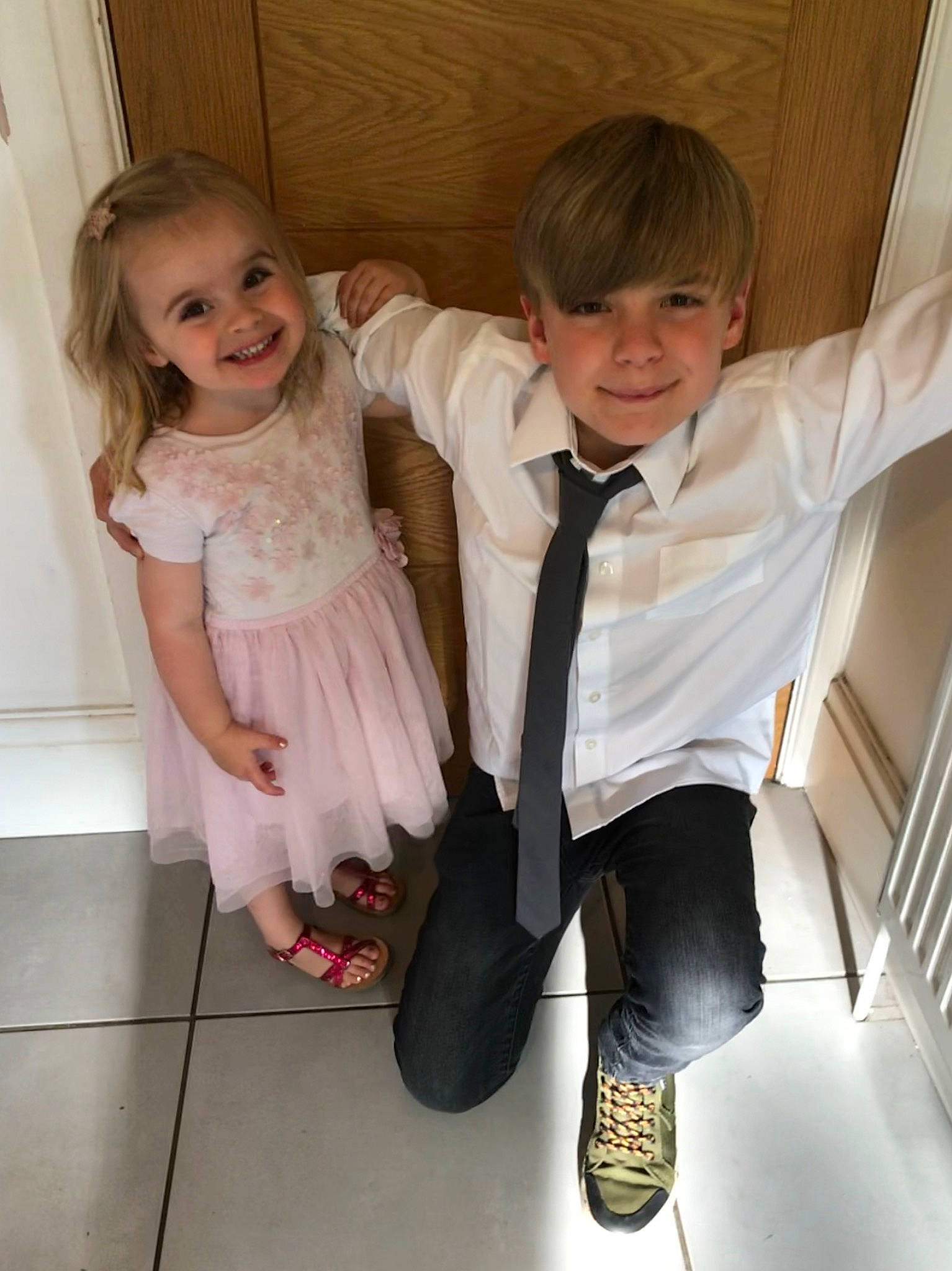 Jack joined the competition — help win amazing prizes! child, daughter, footwear, formal_wear, joy, leg, person, shoe, sibling, sitting, skin, smile, toddler