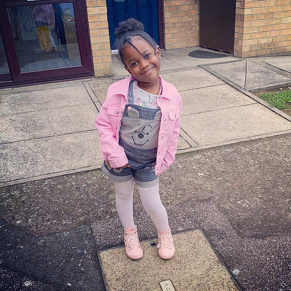 India is registered to the contest to win money with this photo: beauty, child, cool, footwear, head, iron, jacket, joy, outerwear, people, person, photograph, pink, play, road_surface, shoe, smile, snapshot, standing, summer