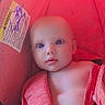 baby, child, infant, car_seat, red, towel, straps, face, skin, eyes, head, seat, indoor, closeup, portrait, young, child_seat, safety, candid, baby_boy