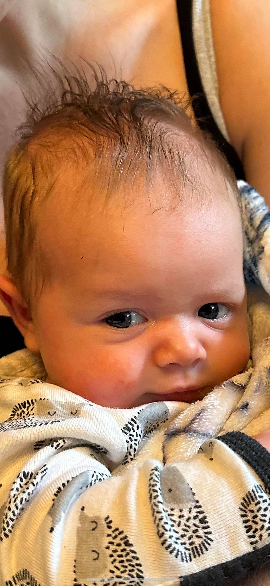 Mason is registered to the contest to win money with this photo: baby, cheek, chin, ear, eye, eyebrow, eyelash, face, facial_expression, finger, forehead, happy, head, human_body, iris, lip, mouth, nose, organ, person