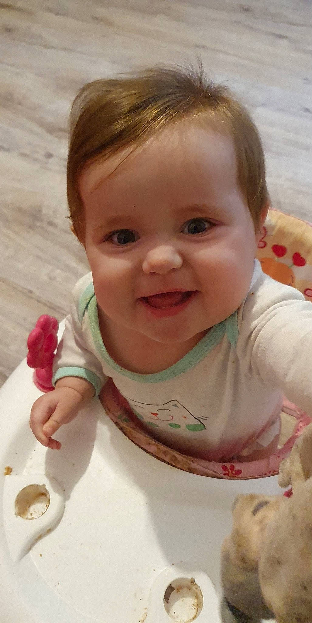 Hayden participe au concours pour gagner de l'argent avec cette photo : baby, baby_toddler_clothing, cheek, chin, dress, eye, hair, happy, head, human, iris, joy, lip, mouth, nose, person, pink, product, skin, sleeve