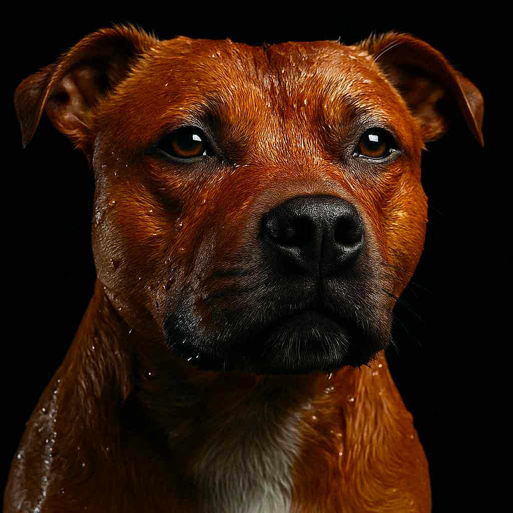 Venum a rejoint le concours — aidez-le/la à gagner de superbes lots ! alert, animal, black_background, brown_fur, canine, close_up, dog, droplets, ears, expression, fur_texture, glossy, macro, muzzle, pet, portrait, snout, studio_lighting, wet, whiskers