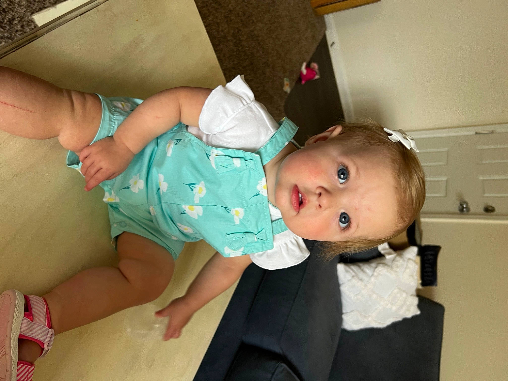 Isabel joined the competition — help win amazing prizes! baby, baby_products, baby_safety, baby_toddler_clothing, cabinetry, cheek, chest_of_drawers, child, comfort, drawer, eye, hairstyle, head, human_body, human_leg, leg, mouth, person, skin, thigh