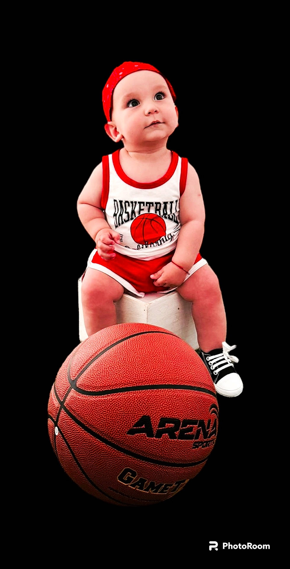 Tatiana joined the competition — help win amazing prizes! baby, ball, basketball, basketballball, bodypart, cap, clothing, face, finger, footwear, hat, head, person, photography, portrait, shoe, shorts, sitting, sphere, sport