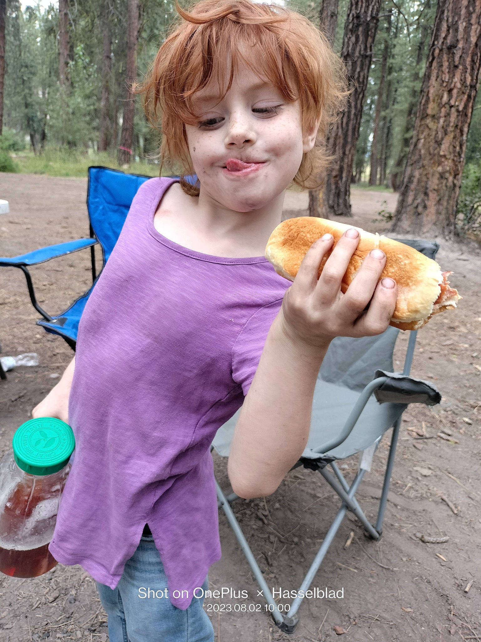 Luna joined the competition — help win amazing prizes! american_food, bread, chair, child, cuisine, eating, finger_food, food, food_craving, grass, joy, person, plant, recreation, sitting, smile, staple_food, t_shirt, tableware, thumb