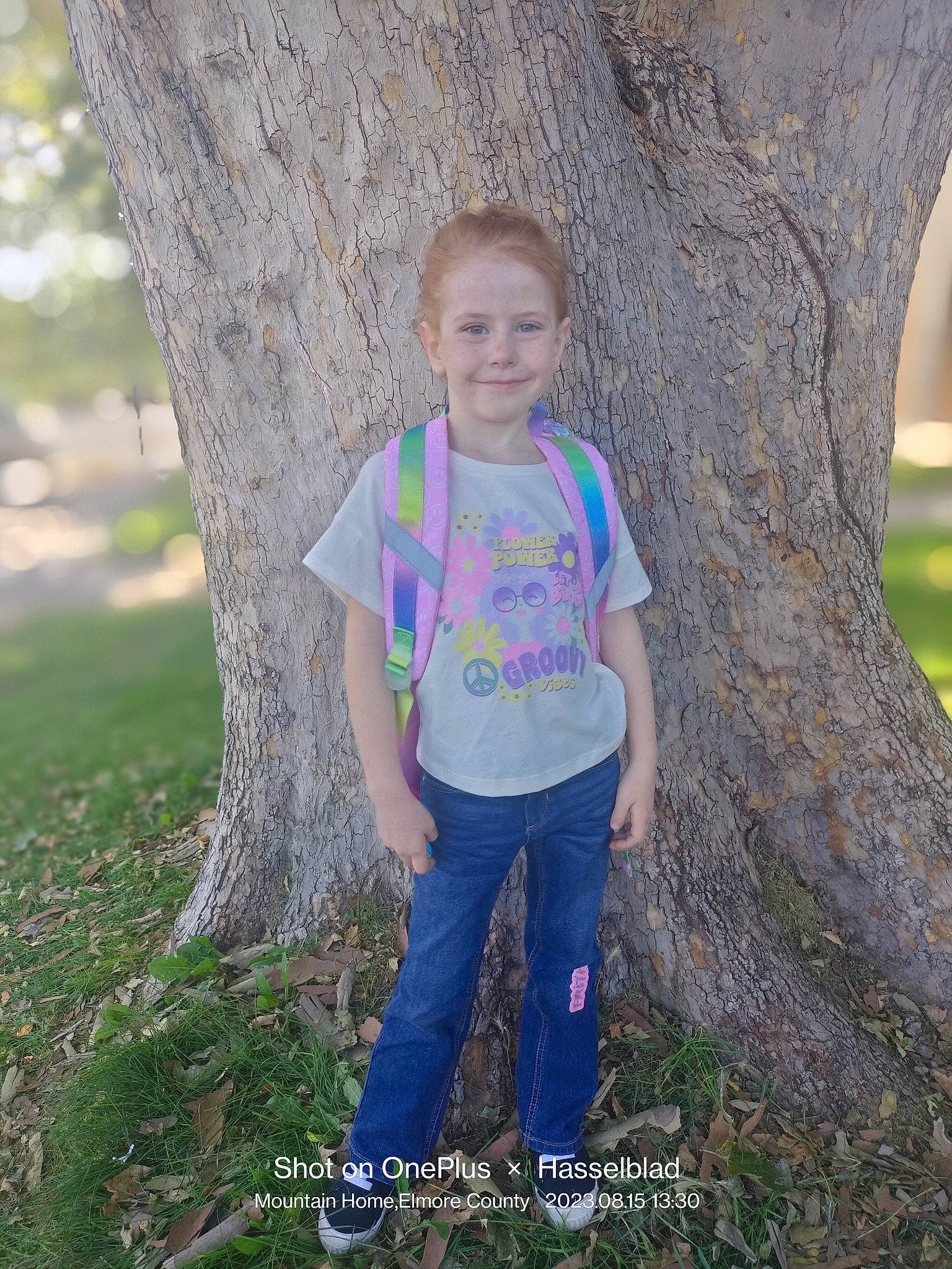 Luna joined the competition — help win amazing prizes! botany, branch, forest, grass, happy, human_body, joy, leaf, nature, people_in_nature, person, plant, smile, standing, t_shirt, tree, trunk, twig, waist, wood