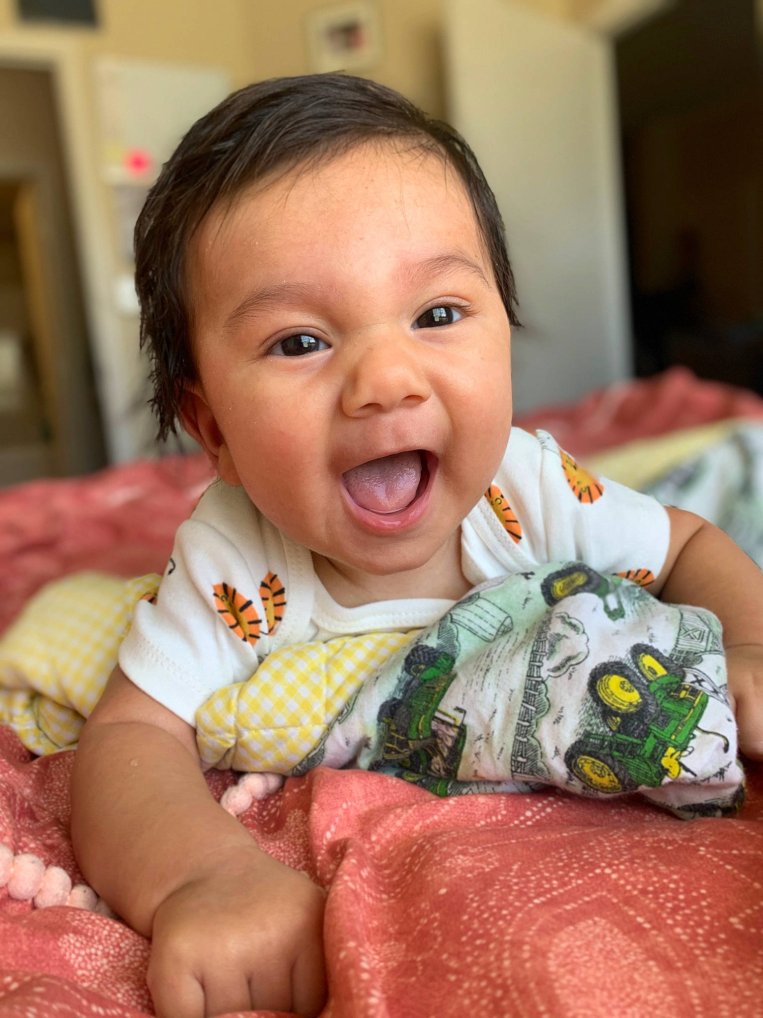 Gianni is registered to the contest to win money with this photo: baby, baby_toddler_clothing, cheek, child, chin, comfort, dress, eye, face, finger, happy, head, iris, mouth, nose, person, skin, sleeve, smile, textile