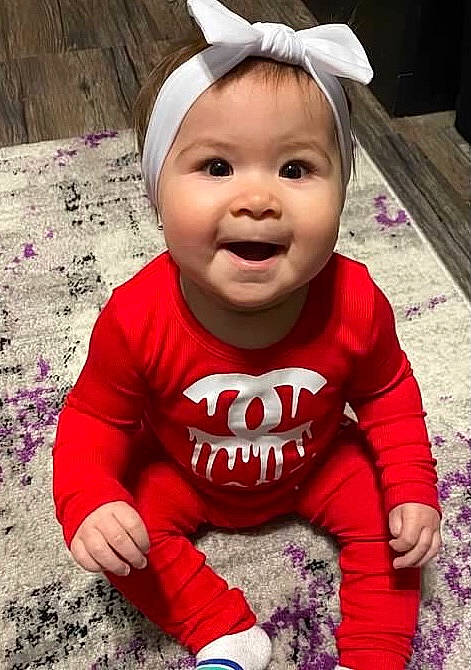 Maliya Jo is registered to the contest to win money with this photo: baby, baby_toddler_clothing, cap, cheek, cool, grass, happy, head, headwear, lip, mouth, outerwear, people, person, pink, plant, skin, sleeve, smile, t_shirt