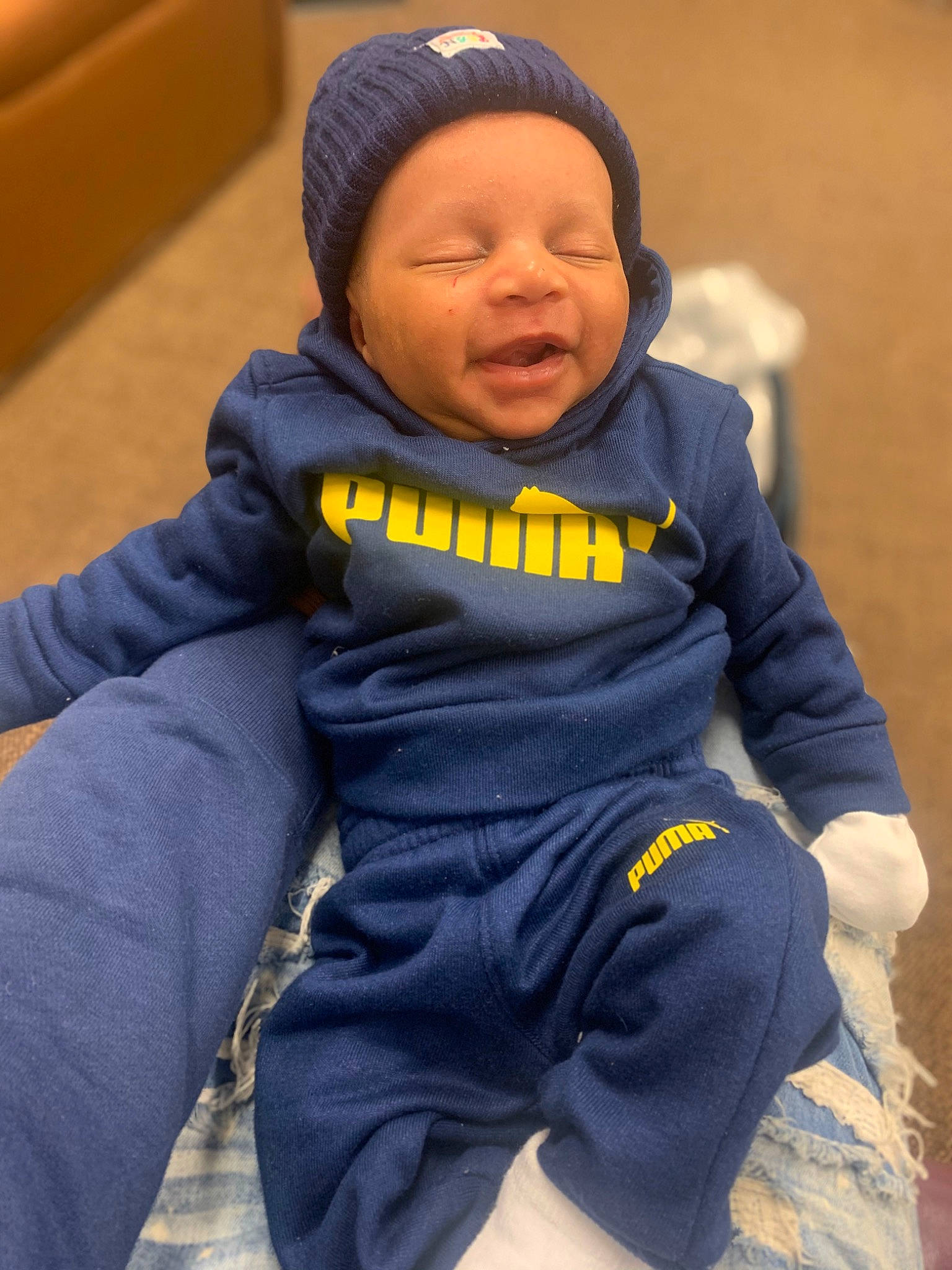 Hassan joined the competition — help win amazing prizes! baby, baby_products, baby_toddler_clothing, cap, cheek, child, comfort, electric_blue, eye, face, happy, head, headgear, outerwear, person, personal_protective_equipment, skin, sleeve, smile, t_shirt