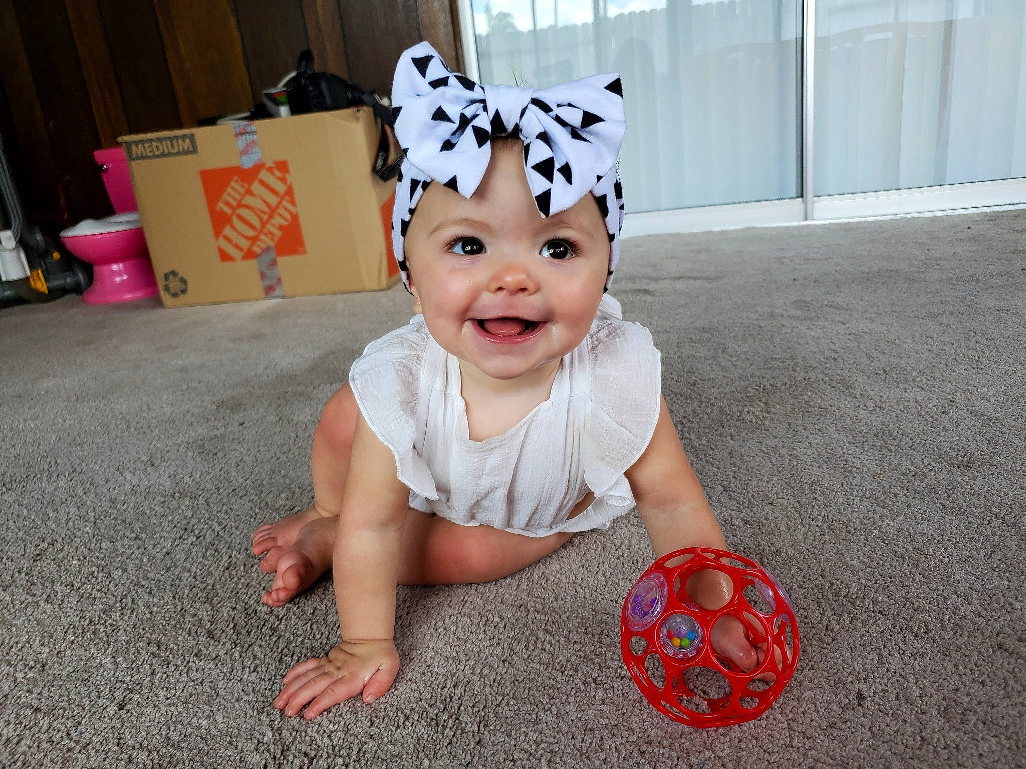 Sayler is registered to the contest to win money with this photo: baby, baby_bloomers, baby_toddler_clothing, child, costume, ear, fashion_accessory, fun, hair_accessory, head, headband, headgear, headwear, joy, person, play, smile, toddler
