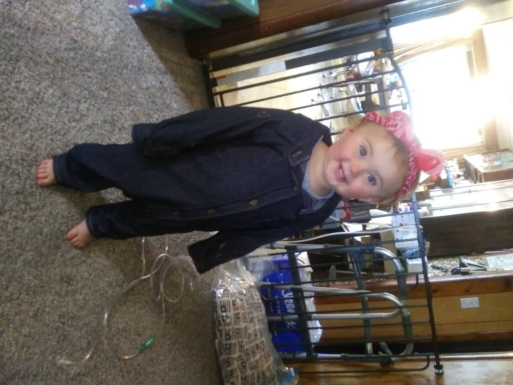 Juniper joined the competition — help win amazing prizes! baby, child, flooring, foot, fun, jacket, joy, person, sitting, smile, toddler, windbreaker, wood