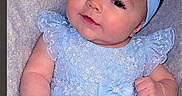 Kinsley is registered to the contest to win money with this photo: adorable, baby, baby_girl, blue_dress, child, closeup, cute, eyes, face, flower_pattern, hand, headband, infant, lace, portrait, skin, smile, soft_texture, tulle, young