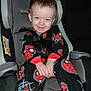 Landyn Scott joined the competition — help win amazing prizes! baby, blue_eyes, car_interior, car_seat, child, clothing, cozy, cute, footwear, happy, indoor, infant, pajamas, person, seatbelt, sitting, smiling, spiderman, toddler, young_child
