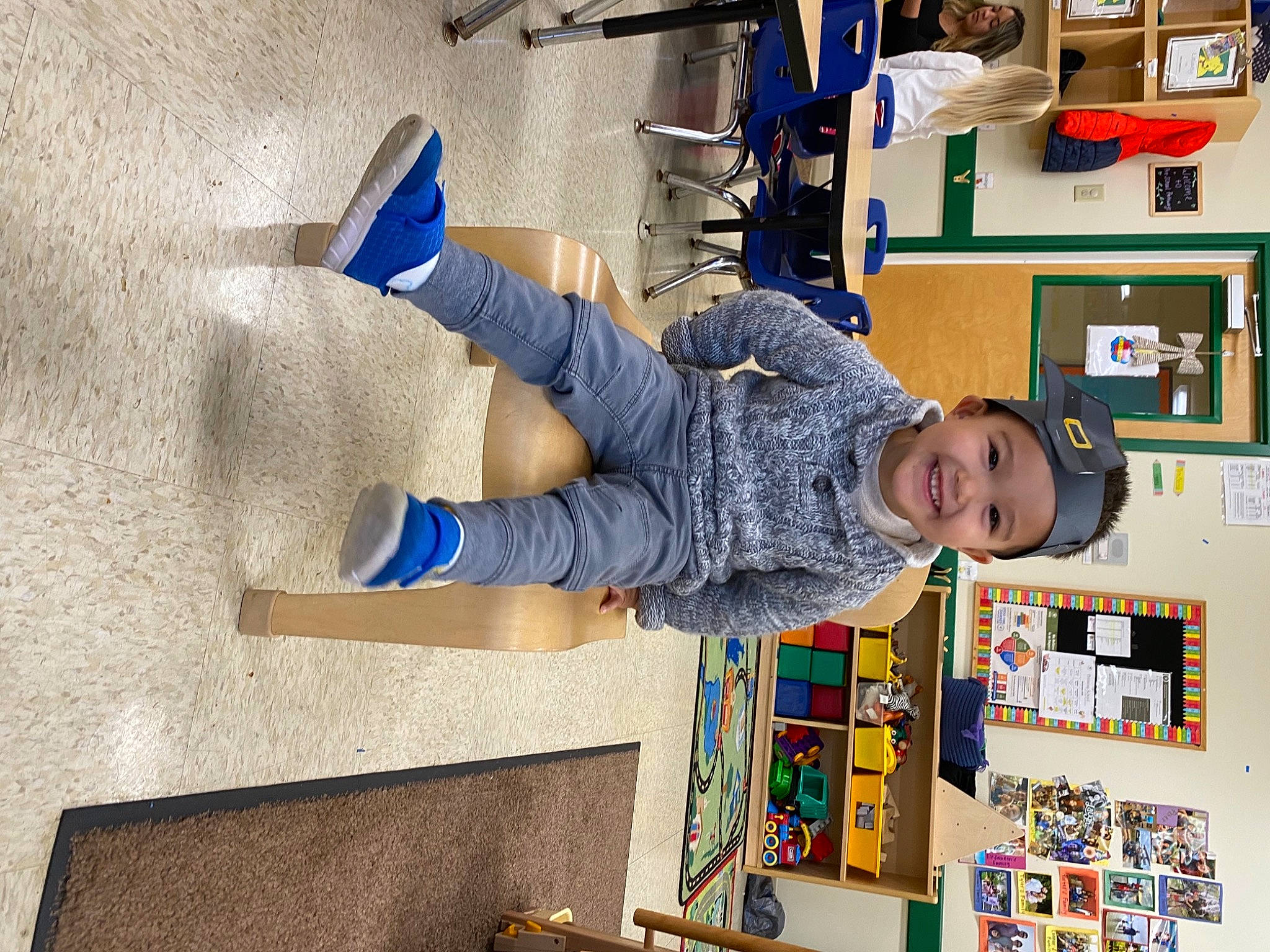 Peter joined the competition — help win amazing prizes! headwear, joy, person, shelf, shelving, walking_shoe