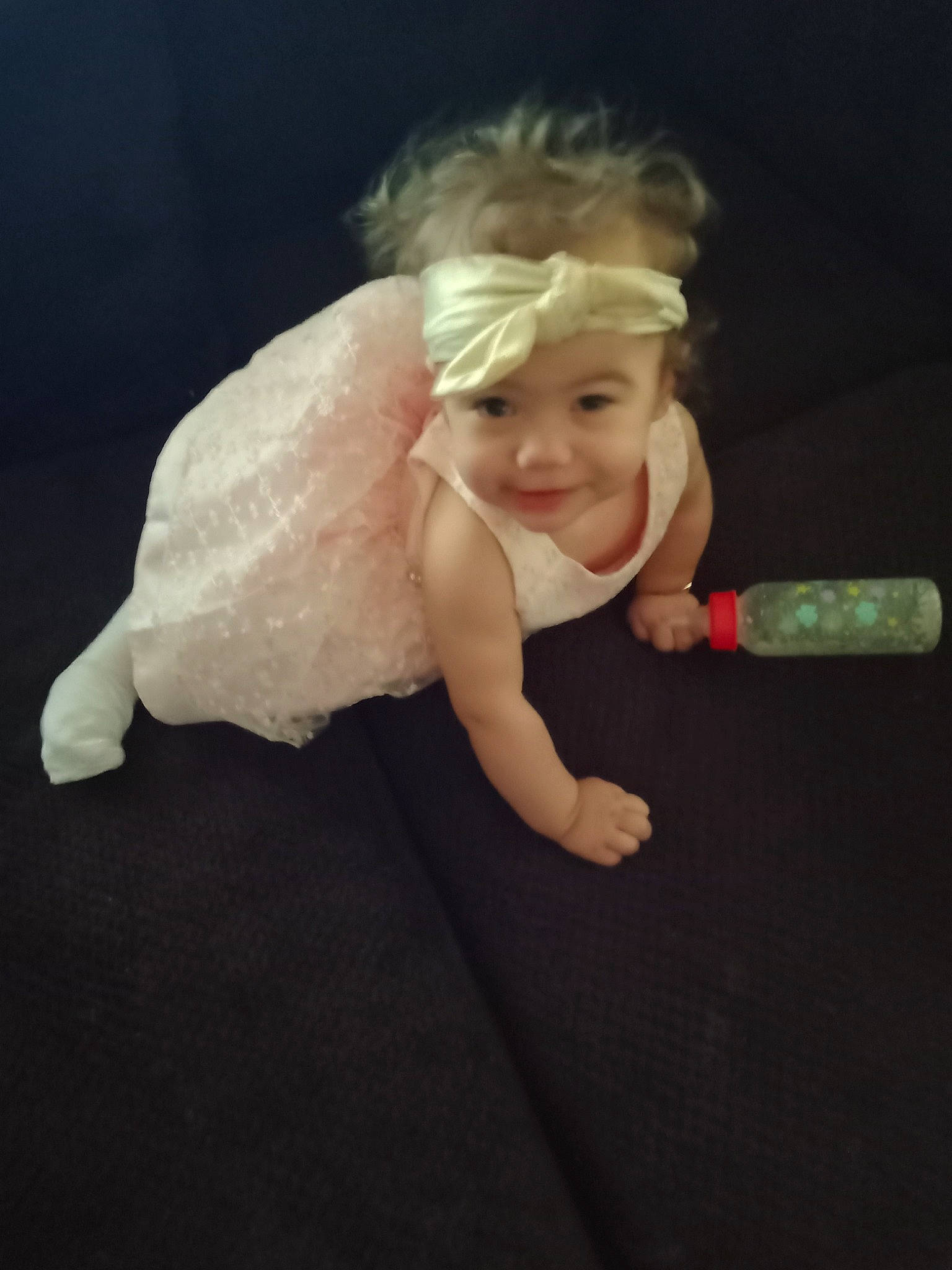 Novalynn joined the competition — help win amazing prizes! arm, baby_toddler_clothing, cheek, child, dress, elbow, eye, flash_photography, flooring, fun, gesture, happy, head, headpiece, headwear, human_body, human_leg, knee, leg, person
