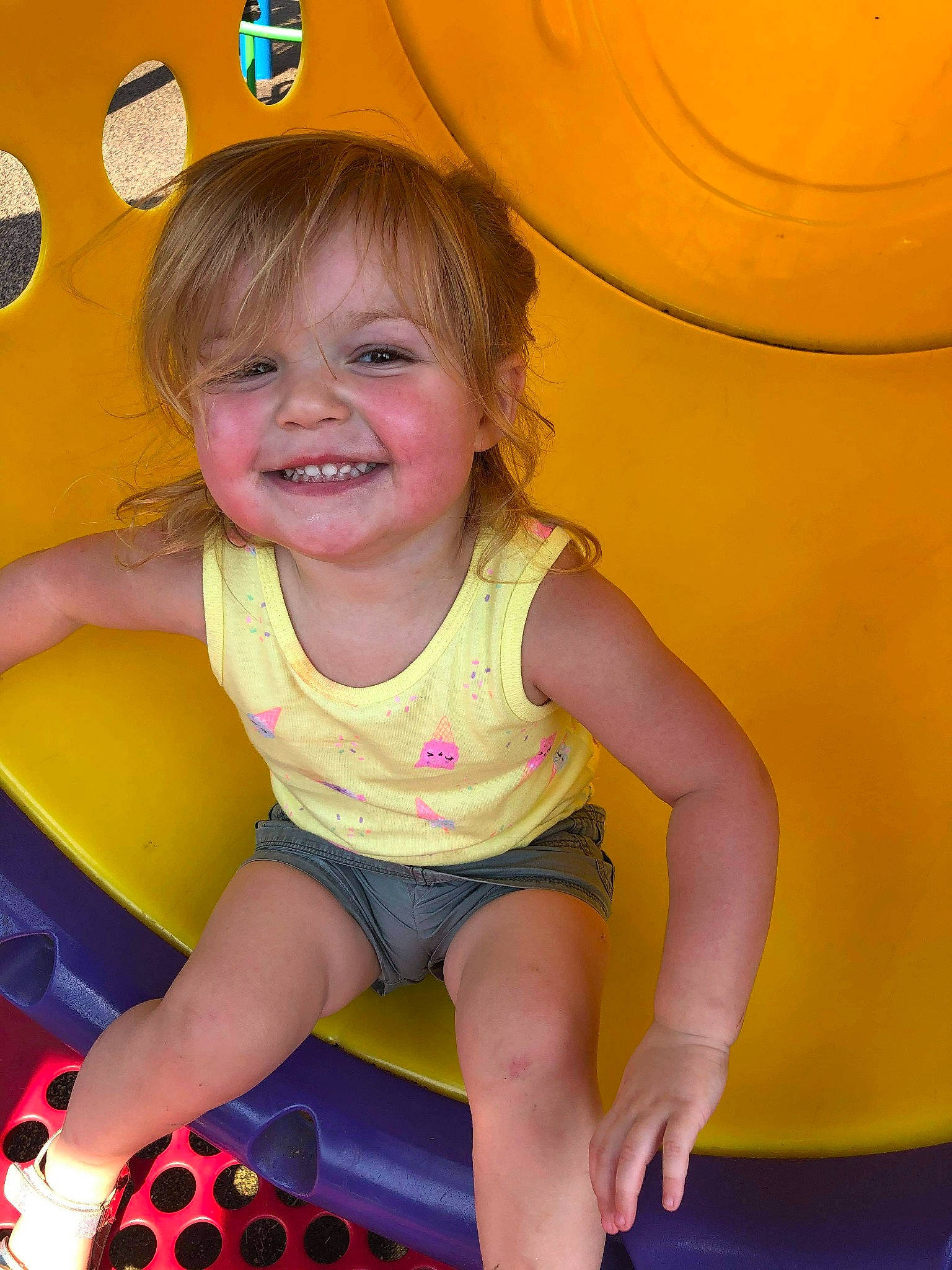 Zoie is registered to the contest to win money with this photo: child, eye, fun, happy, joy, person, play, sitting, smile, toddler, yellow
