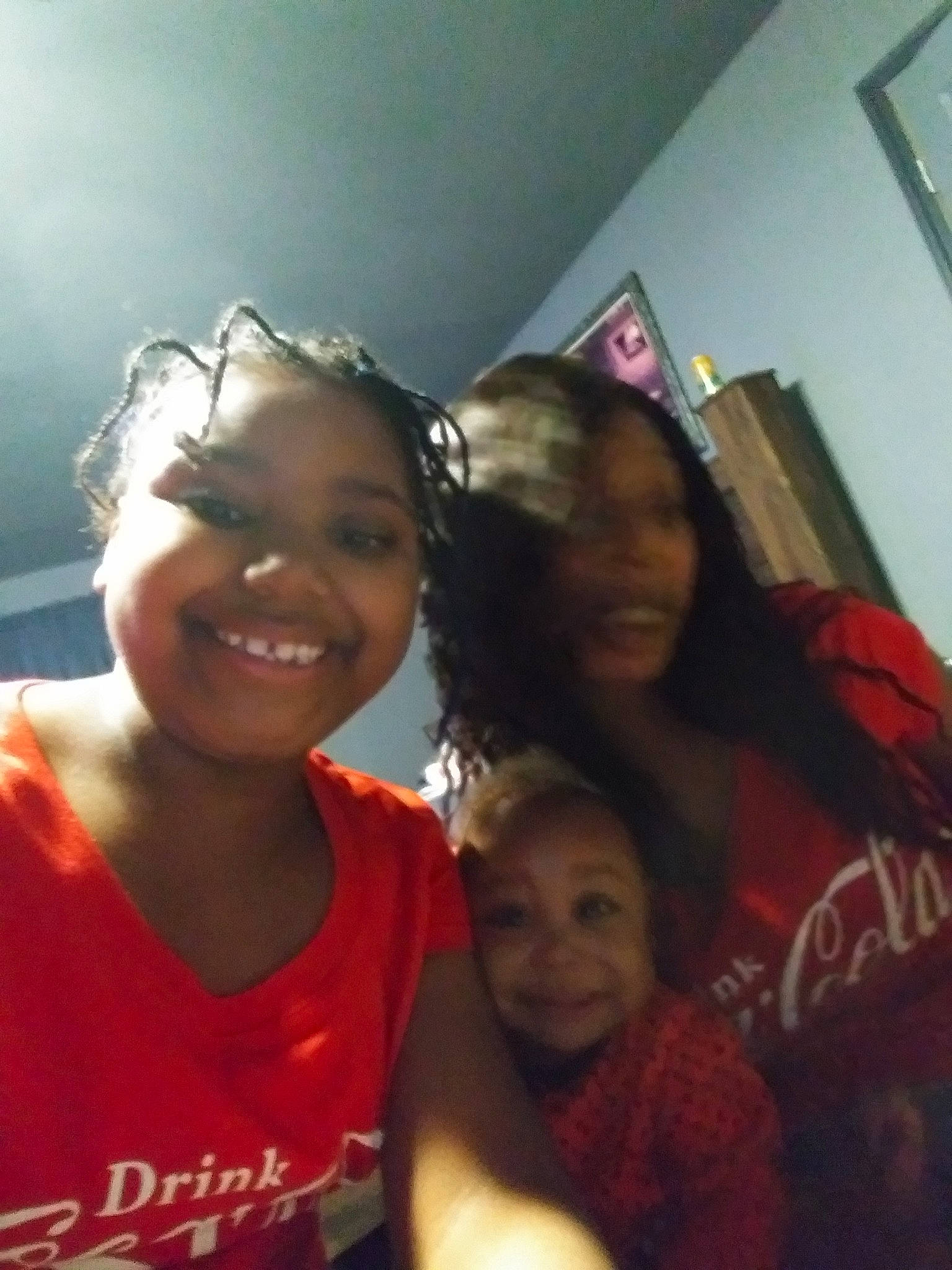 Cherish is registered to the contest to win money with this photo: black_hair, child, ear, event, eyewear, face, friendship, fun, happy, iris, joy, laugh, lip, long_hair, mouth, person, room, selfie, skin, smile