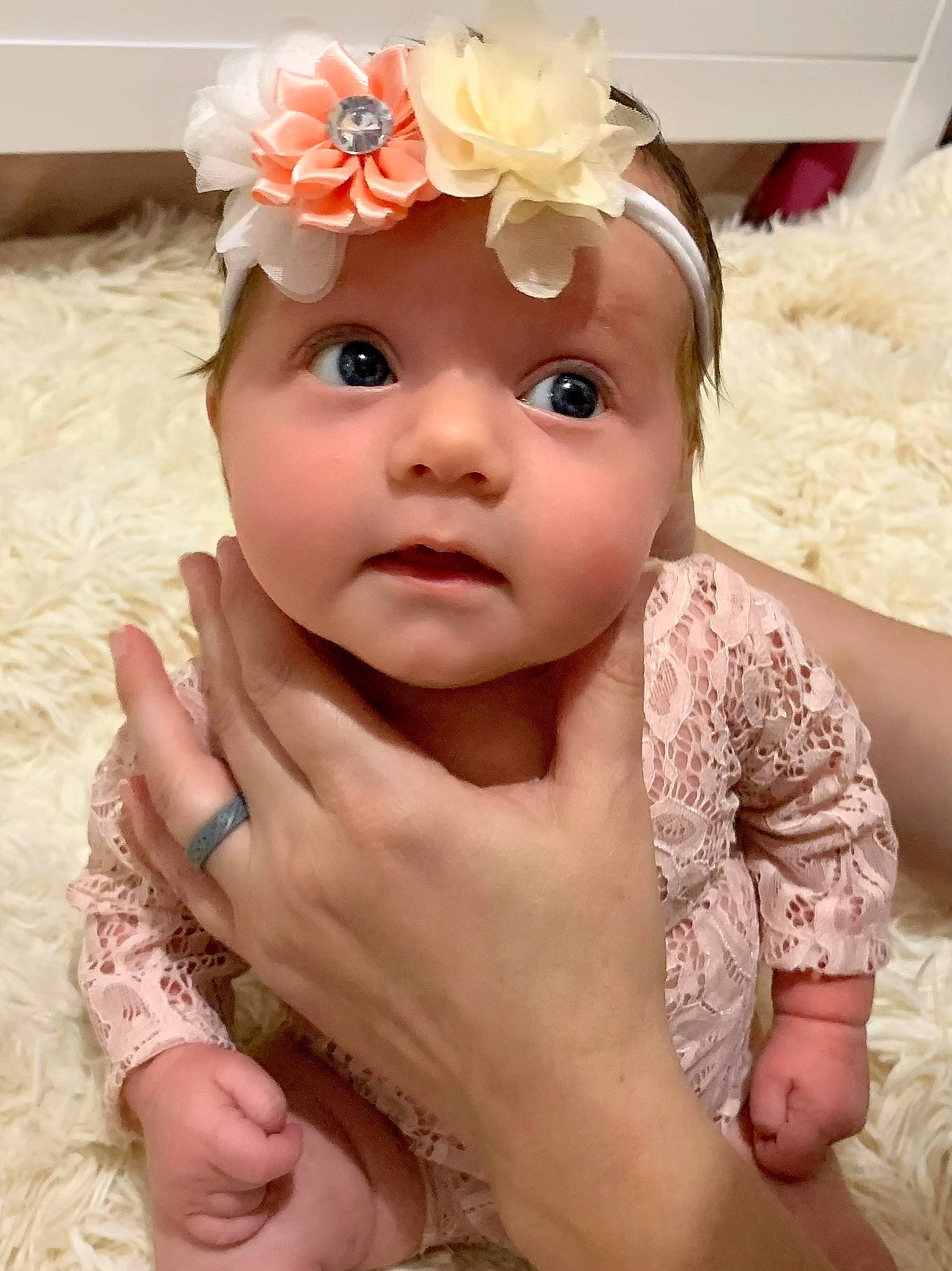 Brooklyn joined the competition — help win amazing prizes! baby, baby_toddler_clothing, dress, eye, eyelash, finger, flower, hand, happy, hat, head, headgear, headpiece, headwear, iris, lip, person, petal, pink, skin
