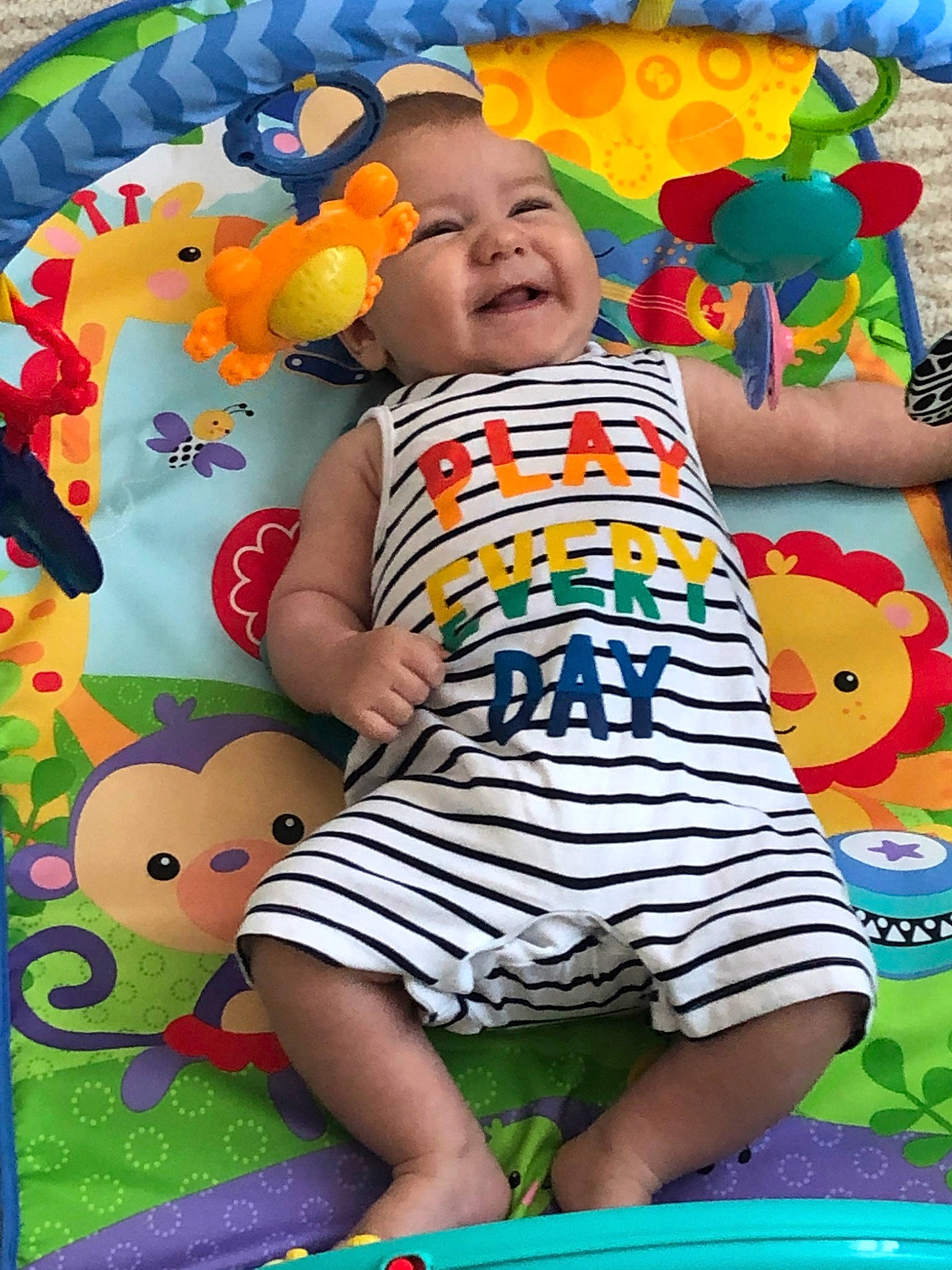 Brendon is registered to the contest to win money with this photo: baby, baby_products, baby_toys, child, linens, nap_mat, person, play, playmat, product, textile, toddler, toy