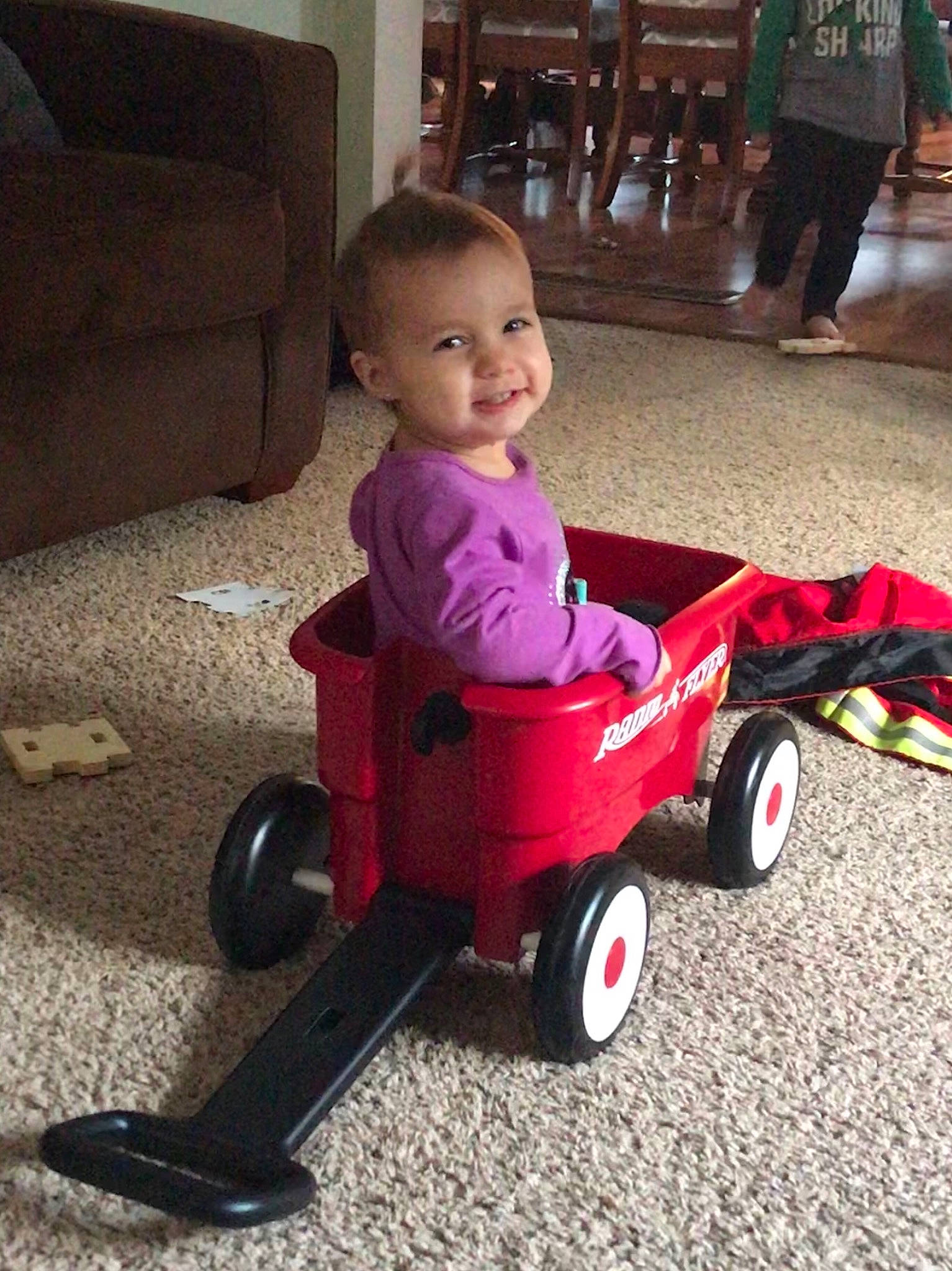 Alaina joined the competition — help win amazing prizes! baby, child, person, play, product, riding_toy, toddler, toy, vehicle, wagon