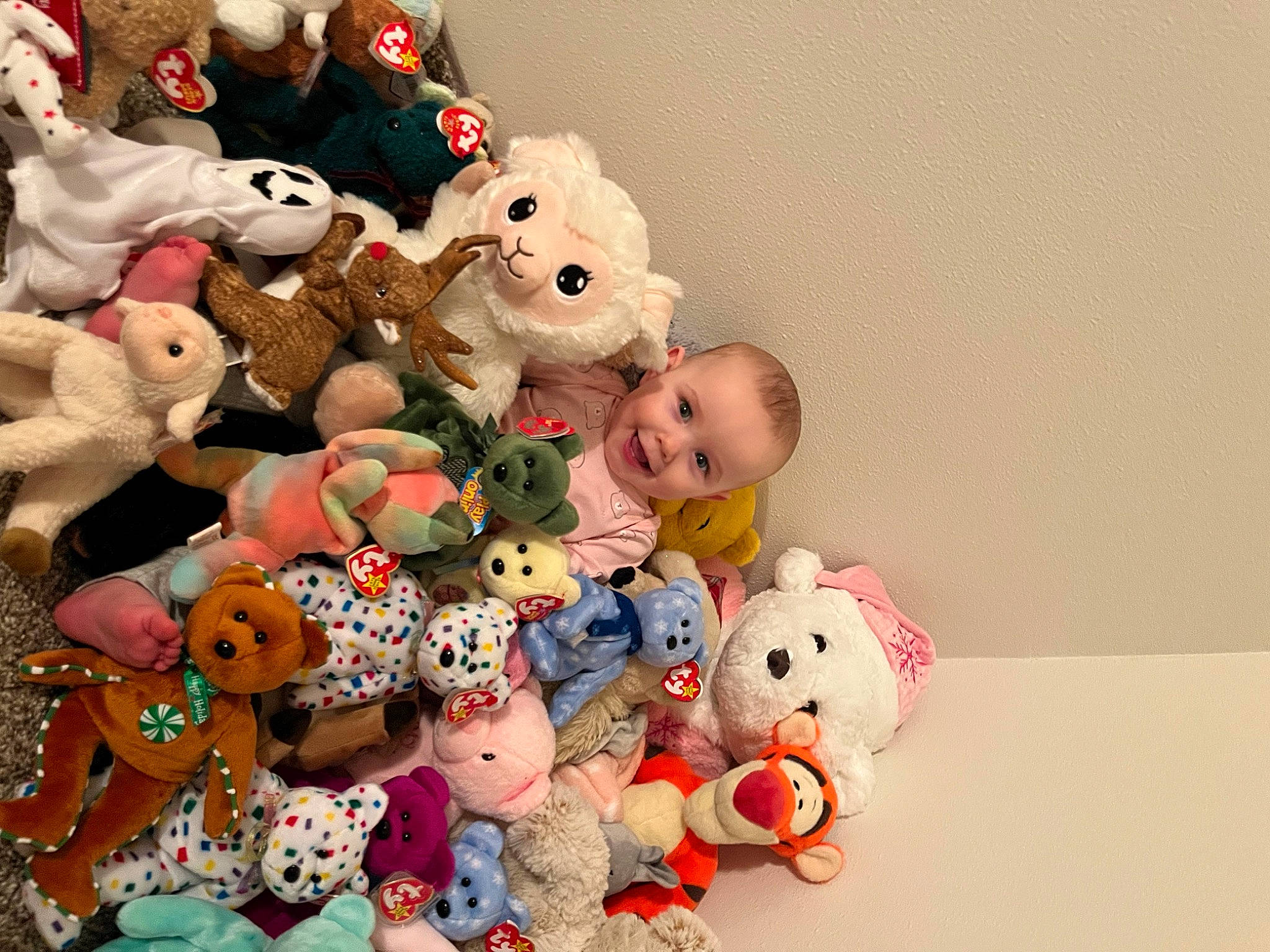 Oaklynn Rae joined the competition — help win amazing prizes! baby_products, baby_toys, carmine, child, collectable, doll, event, fun, happy, mammal, pattern, people, person, pink, plush, room, souvenir, stuffed_toy, textile, toy