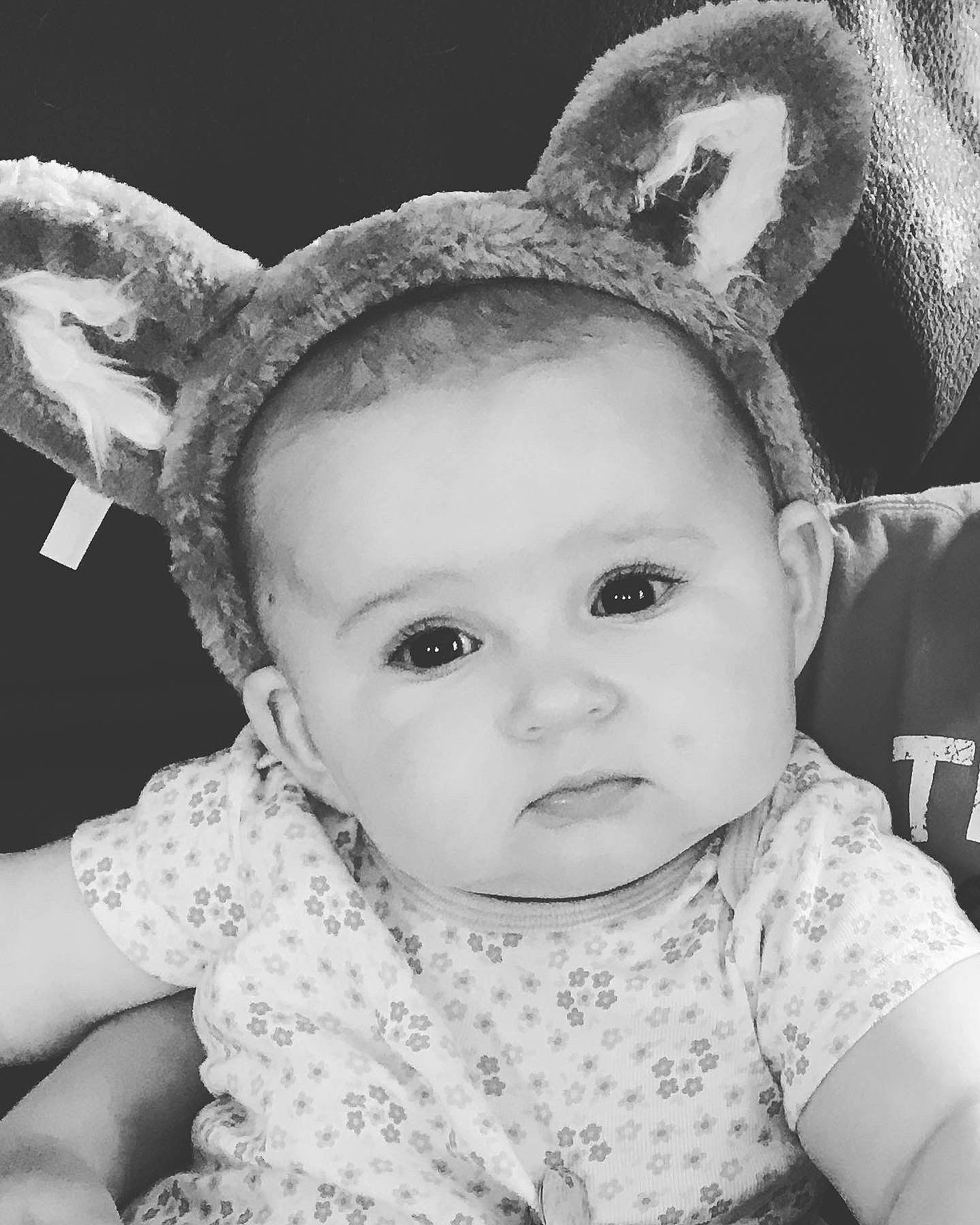 Gwynevere is registered to the contest to win money with this photo: baby, black_and_white, cheek, child, ear, eye, face, forehead, head, iris, lip, monochrome, nose, organ, people, person, photograph, photography, skin, toddler