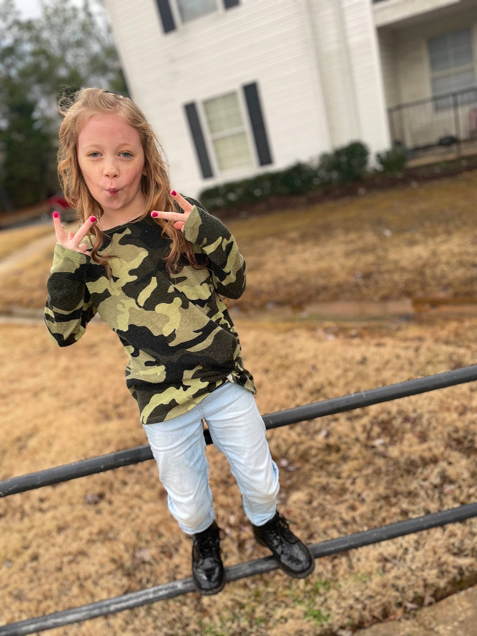 Stormy is registered to the contest to win money with this photo: boot, brown_hair, denim, eyewear, fashion_design, grass, hair, happy, jeans, landscape, leisure, pattern, people_in_nature, person, recreation, sleeve, soil, street_fashion, tree, window