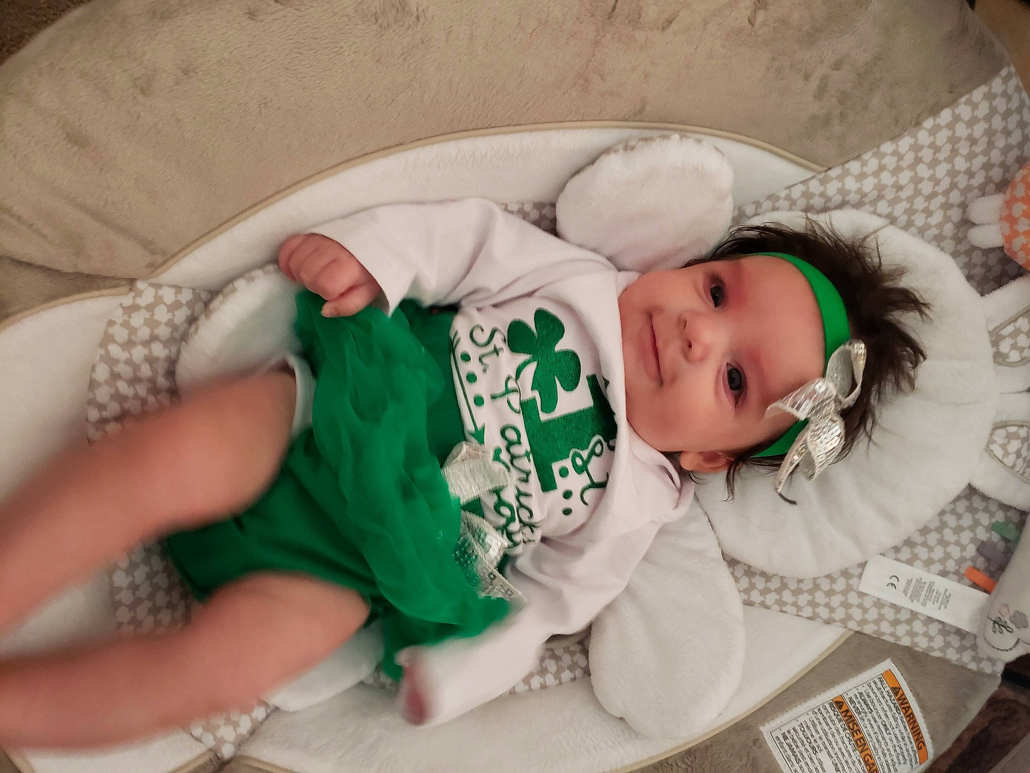 Leigha joined the competition — help win amazing prizes! baby, baby_products, baby_safety, baby_toddler_clothing, cheek, child, comfort, dress, eye, finger, headwear, human_body, iris, leg, linens, pattern, person, skin, sleeve, sock