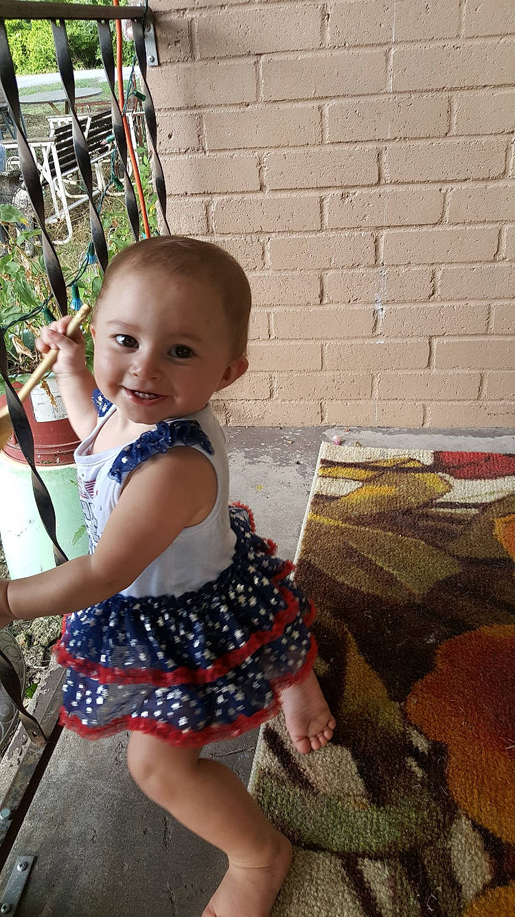 Allison joined the competition — help win amazing prizes! baby, child, joy, pattern, person, sitting, smile, toddler