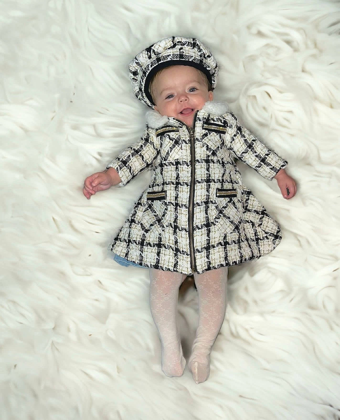 Pearl joined the competition — help win amazing prizes! baby, baby_toddler_clothing, child, collar, day_dress, dress, embellishment, fashion_accessory, fashion_design, fun, fur, happy, headgear, linens, one_piece_garment, pattern, person, sleeve, toddler, vintage_clothing